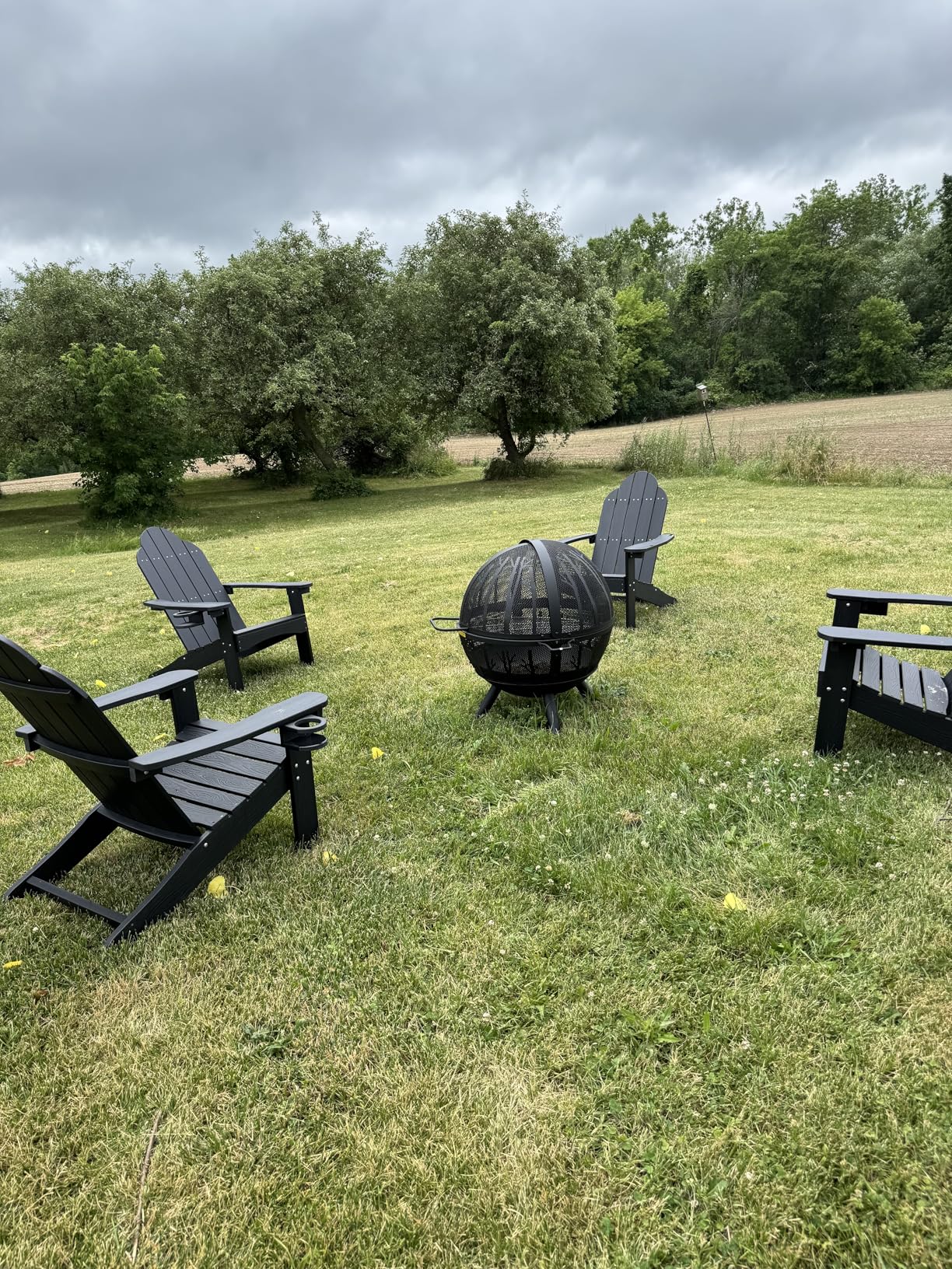 Panovue 35 Inch Wood Burning Fire Pit with BBQ Grill, Heavy Duty Fire Pits Ball for Outside with Spark Screen & Removable Ash Pan, Outdoor firepit & Fireplace for Bonfire in Garden, Yard customer photo 2