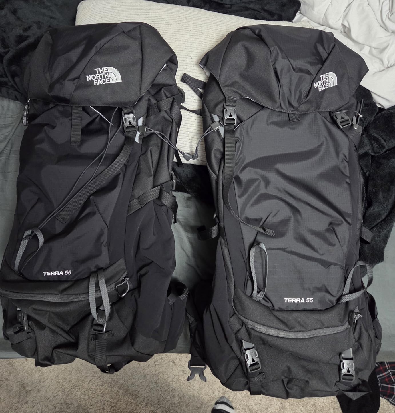 The North Face Terra 55 Backpack - Unisex Hiking Pack, Cinch-Top Opening with Zipper, Pole & Ice Axe Attachments, TNF Black/Asphalt Grey-NPF, Large/X-Large customer photo 1