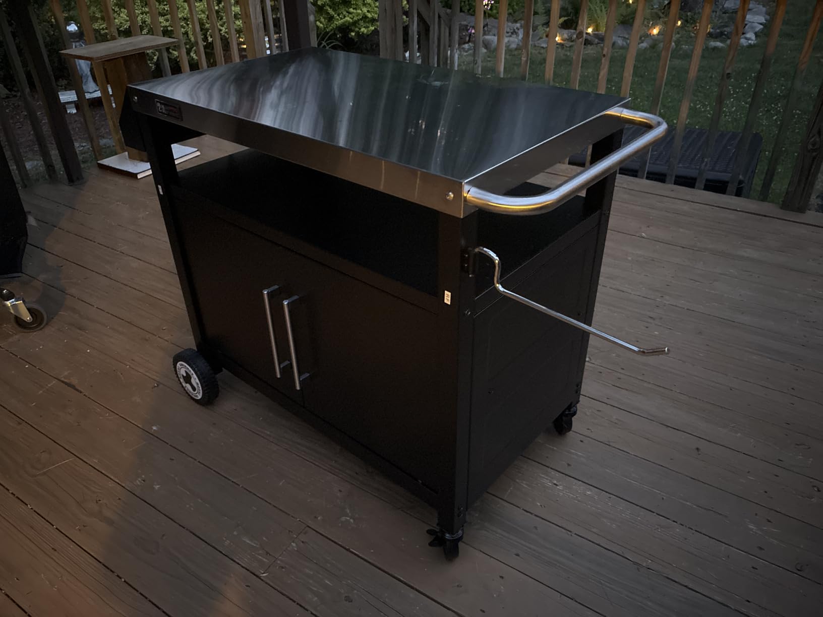 Outdoor Grill Cart with Wheels, Movable Kitchen Island with Storage Cabinet for BBQ, Stainless Steel Dining Cart Table for Food Prep, Black, PC3403S-SC customer photo 1