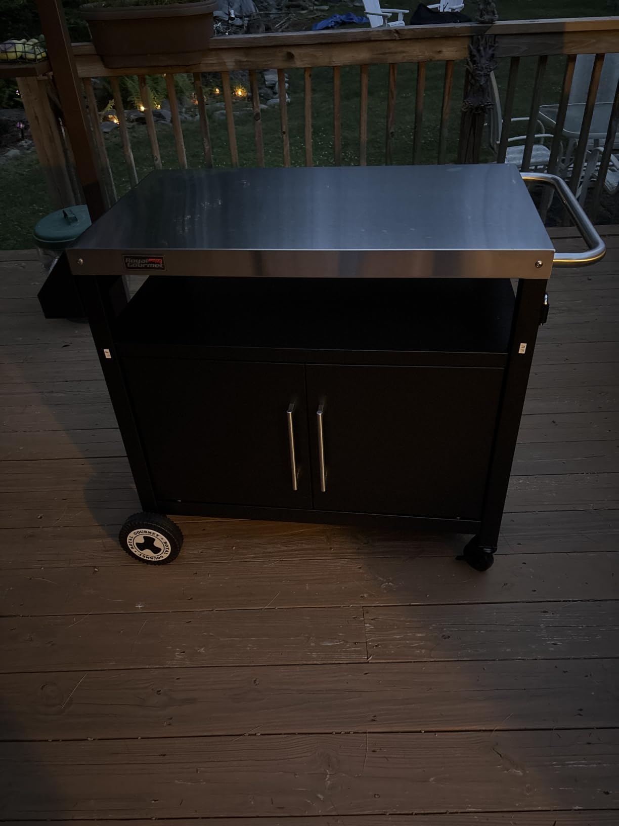 Outdoor Grill Cart with Wheels, Movable Kitchen Island with Storage Cabinet for BBQ, Stainless Steel Dining Cart Table for Food Prep, Black, PC3403S-SC customer photo 2