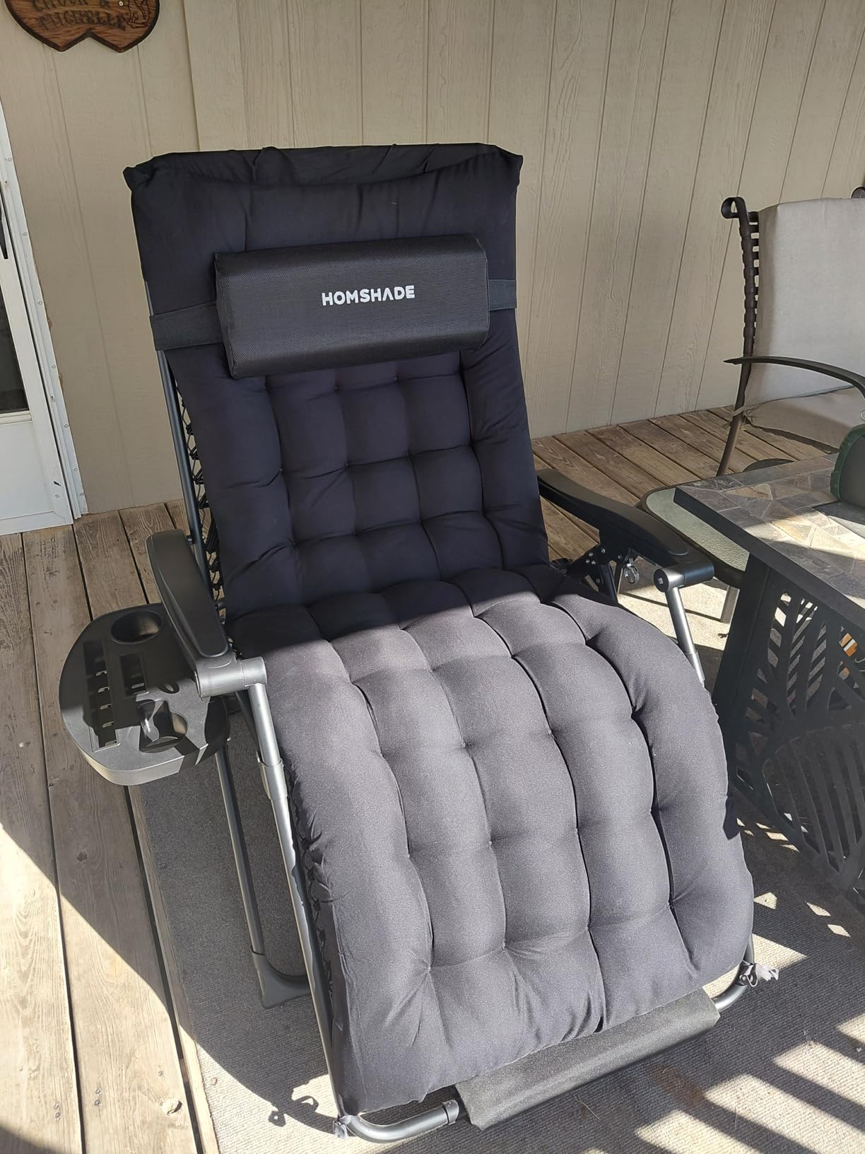 HOMSHADE Oversized Zero Gravity Chair, 33In XXL Outdoor Recliner Chair w/Removable Cushion&Headrest, Reclining Patio Chairs for Indoor, Camping Lounge Chair with Footrest, Support 500LBS, Black customer photo 2
