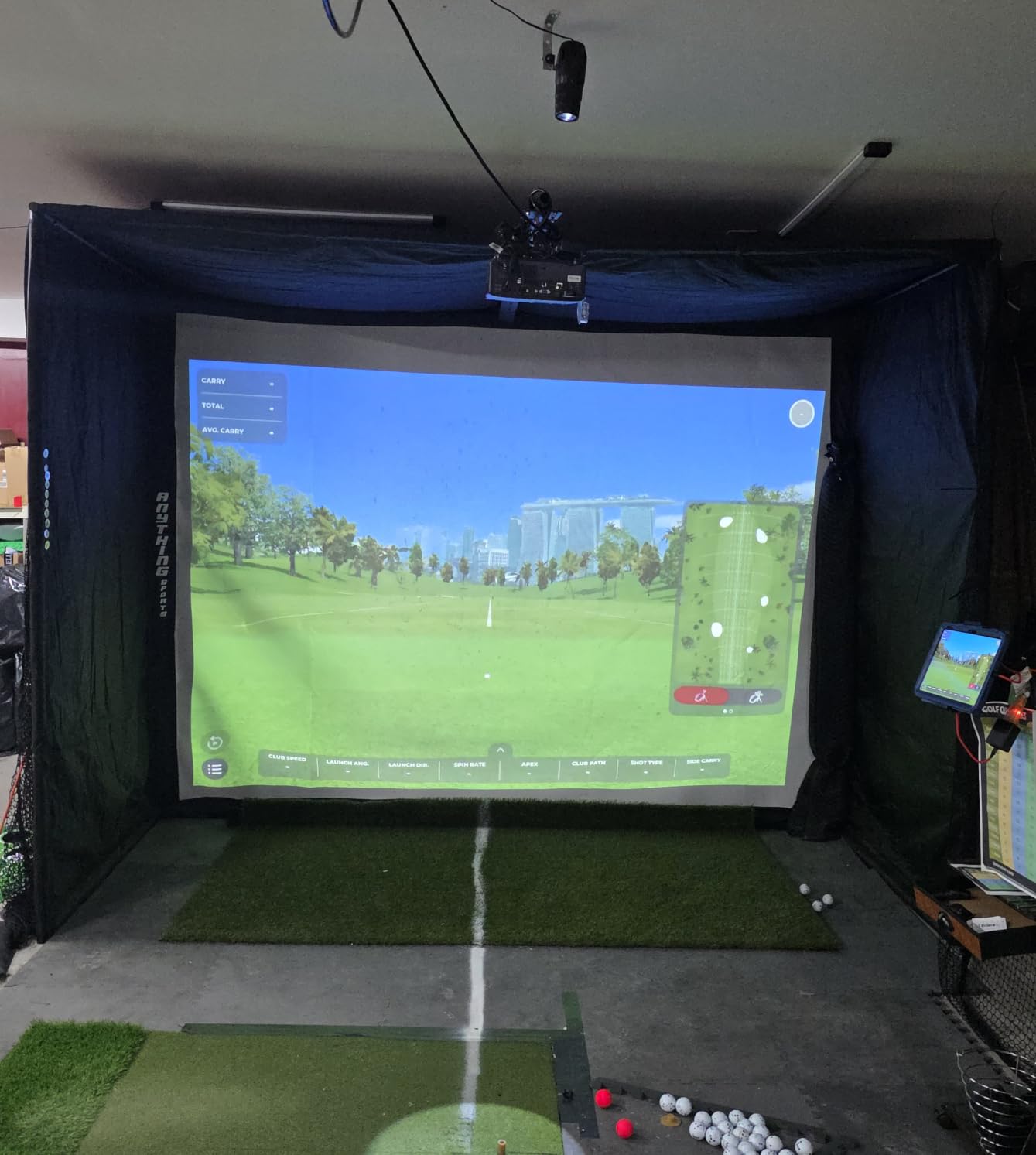 Complete Golf Simulator Enclosure Package - 4K-Ready Impact Screen with Blackout Cage, Projector Mount, Frame Poles, Side Shank Nets customer photo 2