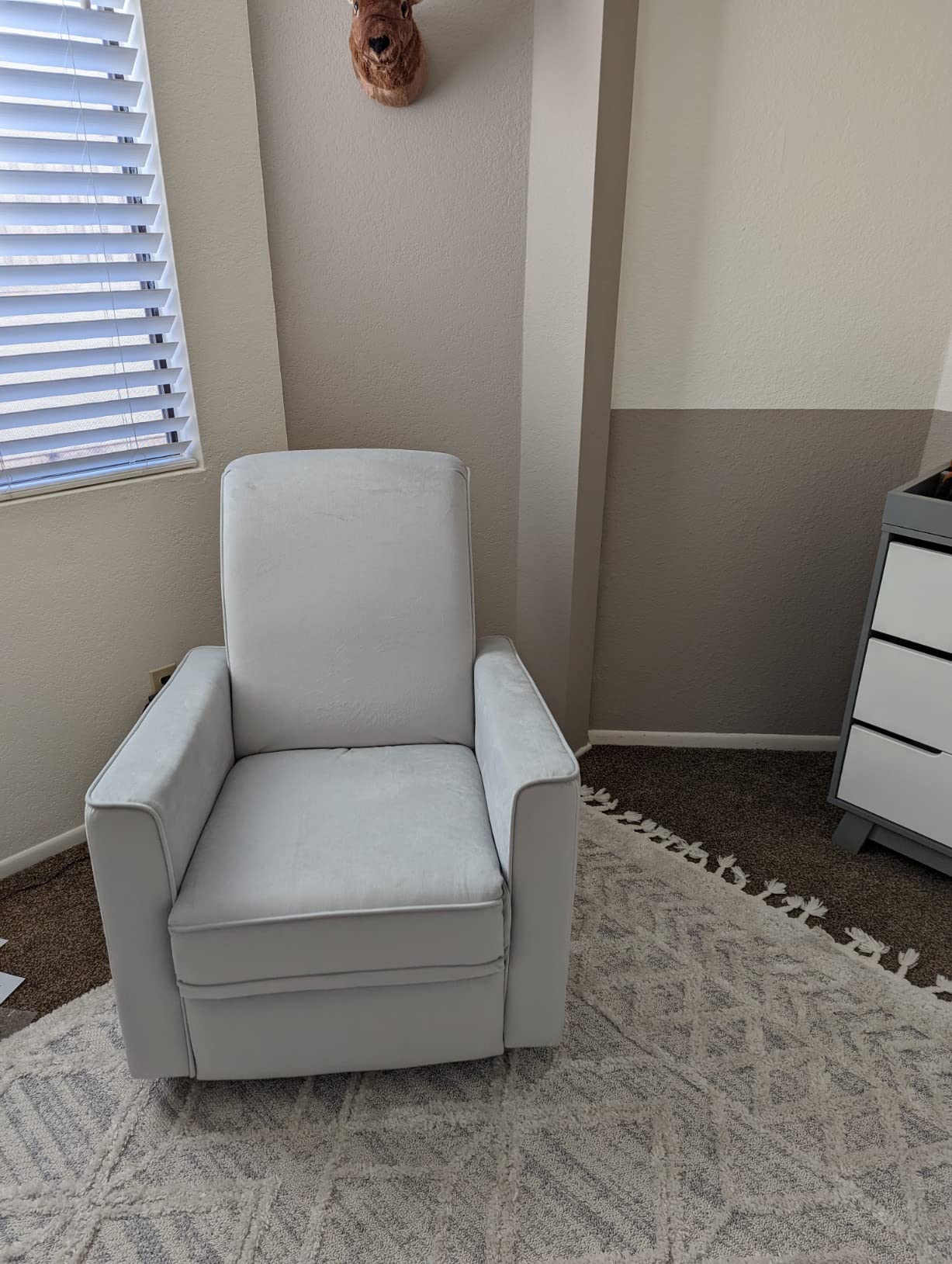 Evolur Harlow Upholstered Power Glider Recliner with USB Charging - Rocking & 275° Swivel with Smooth Glide - Greenguard Gold & FSC Certified - Modern Nursery and Living Room Chair in Tan customer photo 1