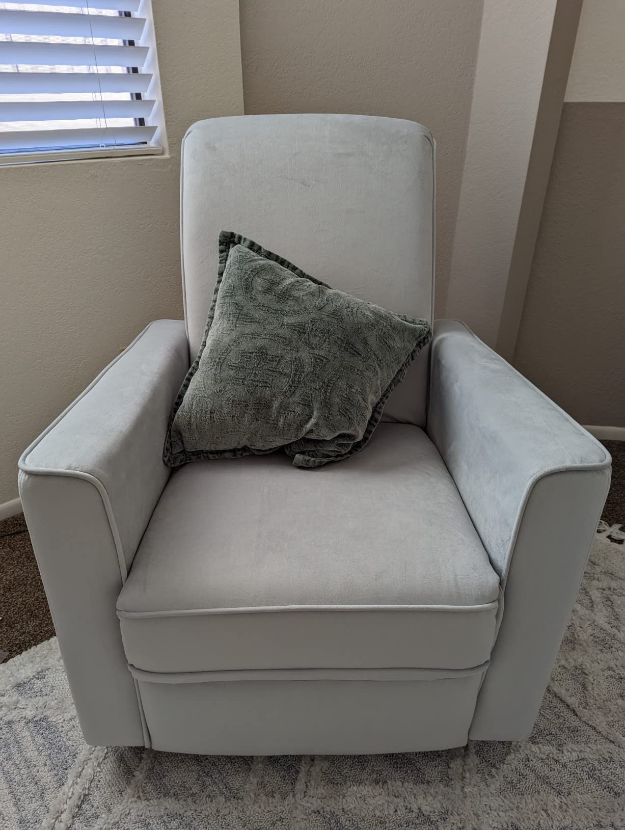 Evolur Harlow Upholstered Power Glider Recliner with USB Charging - Rocking & 275° Swivel with Smooth Glide - Greenguard Gold & FSC Certified - Modern Nursery and Living Room Chair in Tan customer photo 2