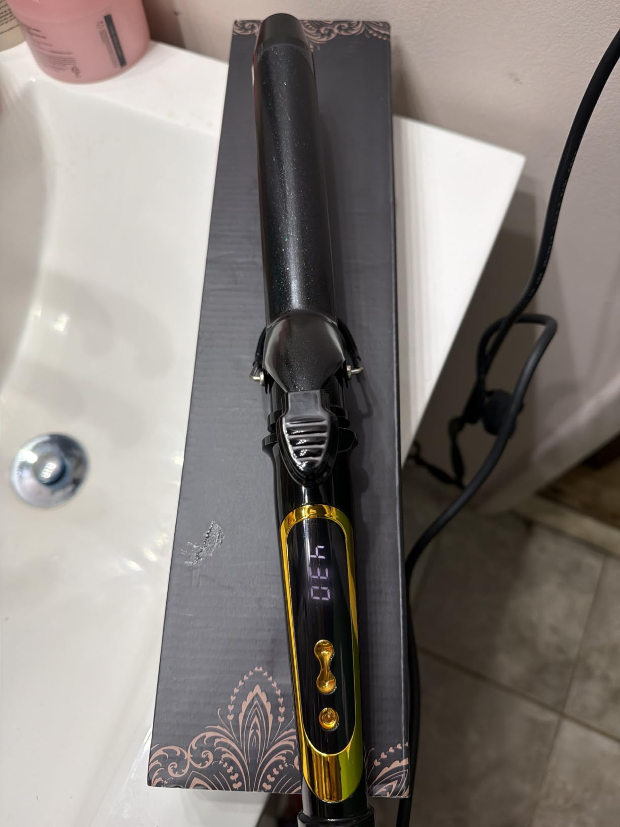 abp 1 Inch Curling Iron Extra Long Barrel with Ceramic Coating for Long/Medium Hair, LED Display Instant Heat up to 450°F with clamp, Hair Waving Style Tool Girls & Women customer photo 1