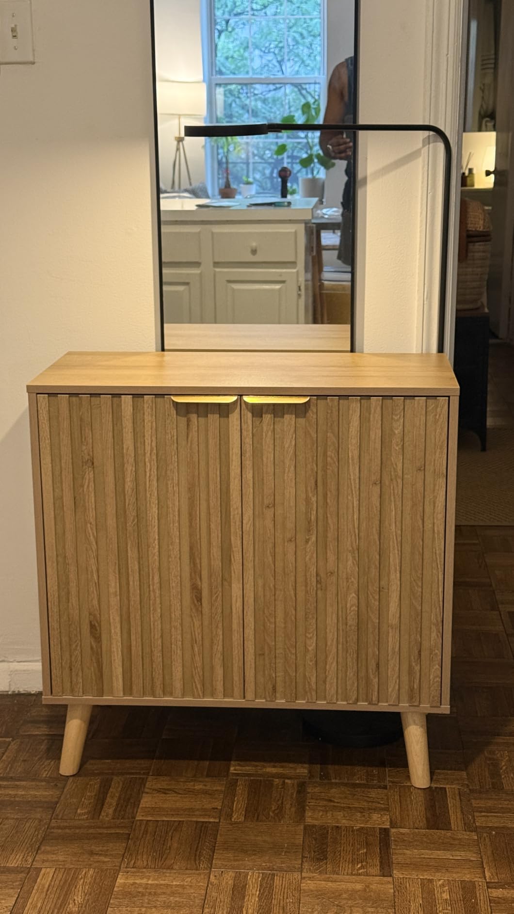 Fluted Storage Cabinet, Buffet Cabinet with Storage, Wood Sideboard with Adjustable Shelf, Modern Accent Cabinet & Console Table for Entryway, Living Room, Dining Room, Natural customer photo 1