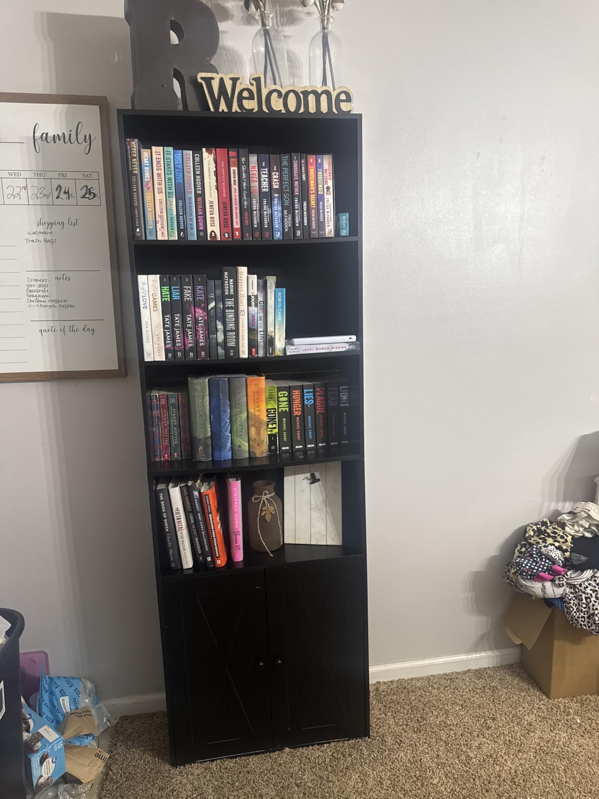 Shintenchi Bookshelf, Industrial Bookshelves and Bookcases with Doors Floor Standing 6 Shelf Display Storage Shelves 70.9 inches Tall Bookcase for Home Office, Living Room, Study and Balcony (Black) customer photo 1