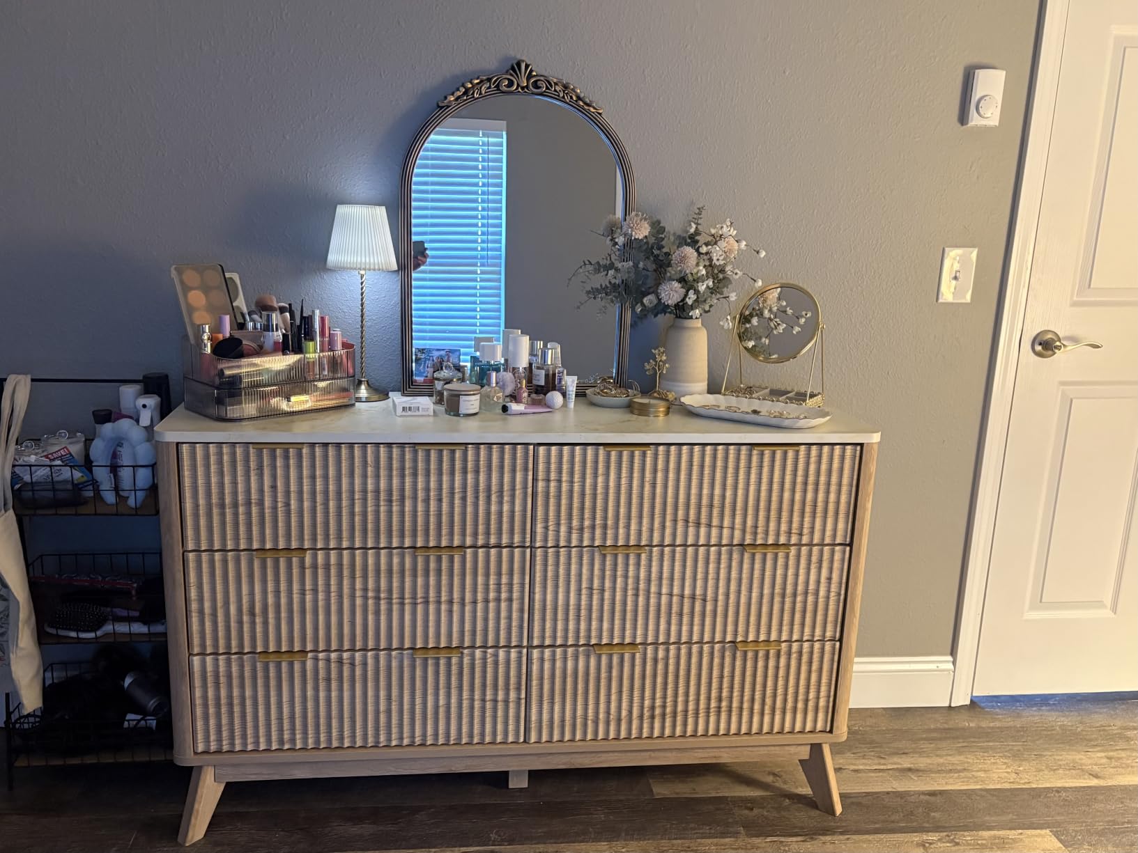 T4TREAM Fluted 6 Drawers Dresser, 54