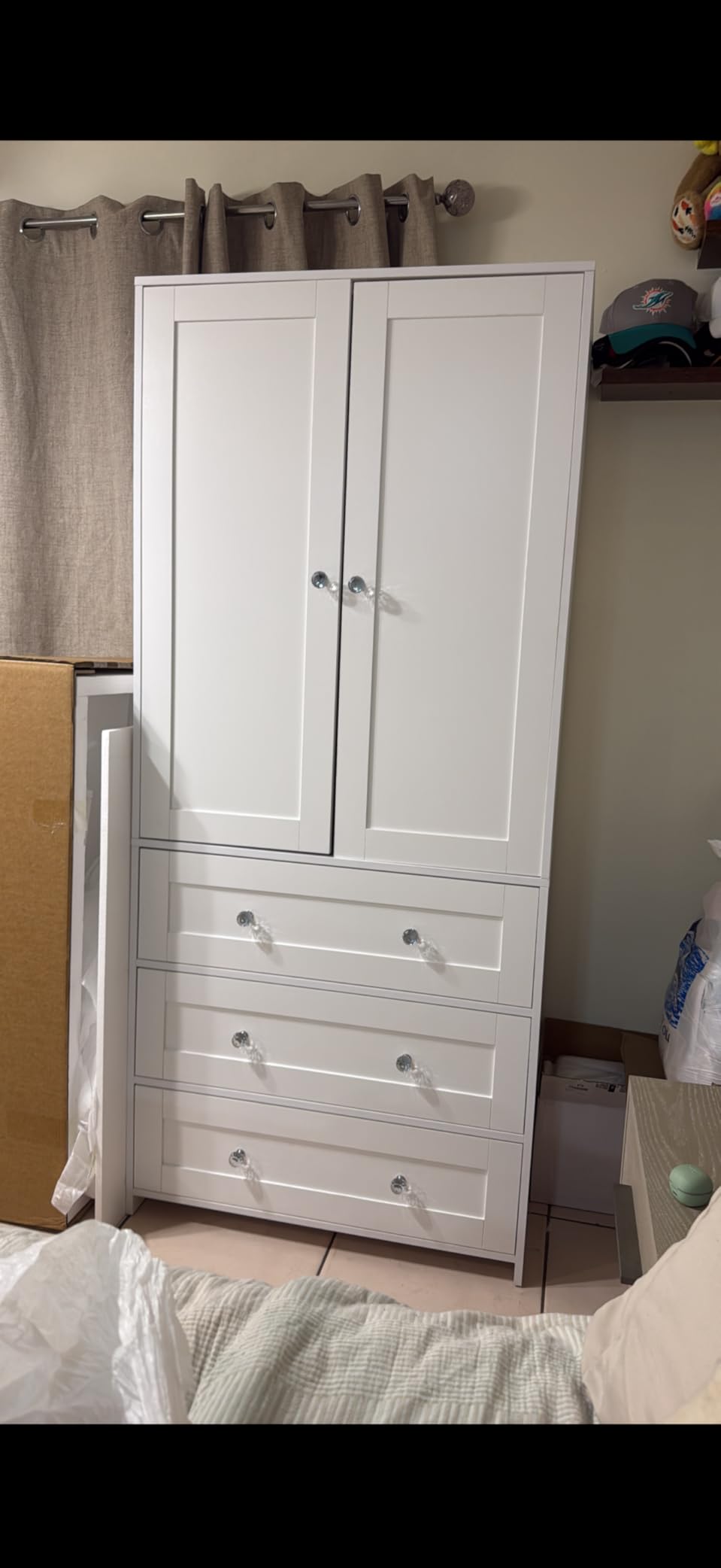 VOWNER Armoire Wardrobe Closet with Drawers and Mirror, 71