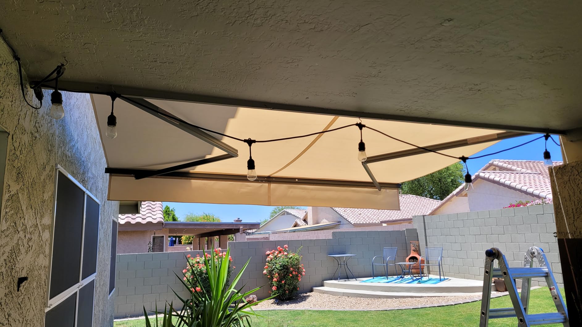 HOMEDEMO 10x8 Retractable Awning for Patio, Manual Awnings, Sunshade Shelter Crank Handle, UV & Water-Resistant Polyester Cover and Aluminum Frame for Outdoor Deck, Balcony, Yard, Beige customer photo 2