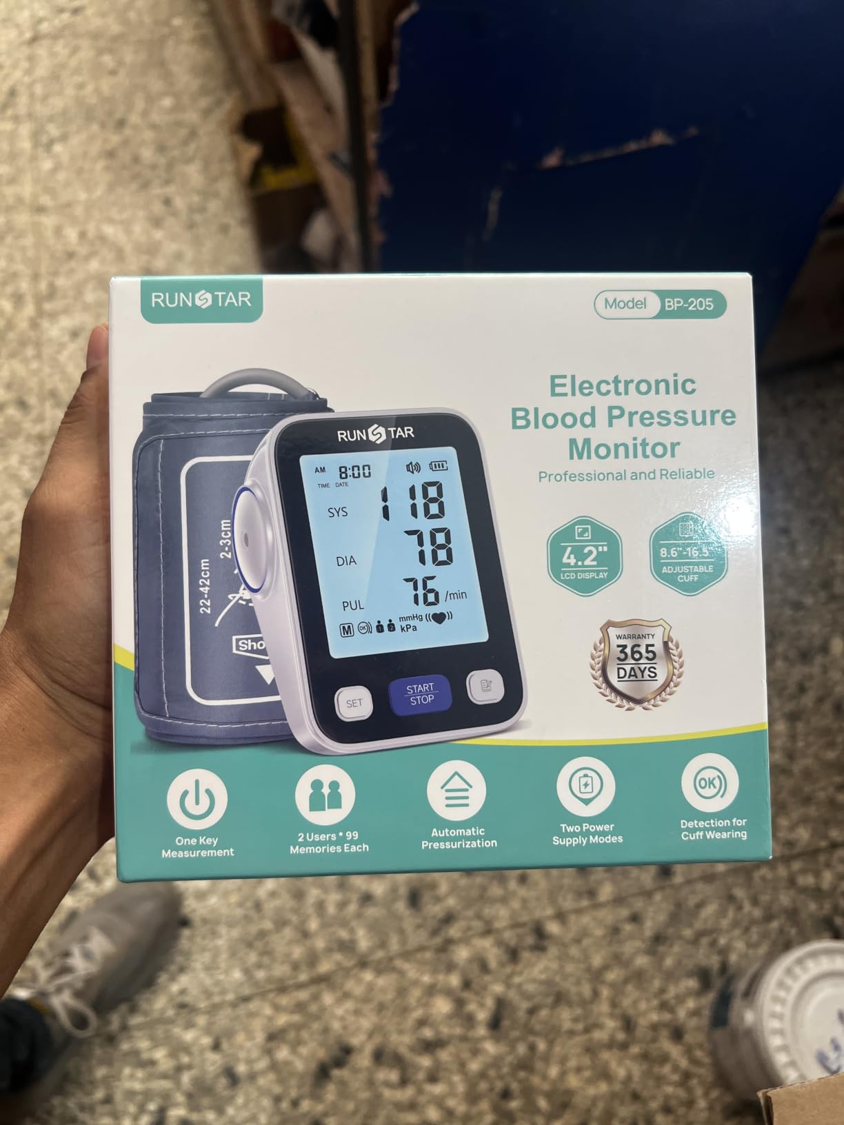 RunStar Upper Arm Blood Pressure Monitor with Wide Range Cuff (8.6'' -16.5'') for Home Use FSA&HSA Eligible, Automatic Digital BP Machine with Storage Bag, 2x99 Reading Memory customer photo 2