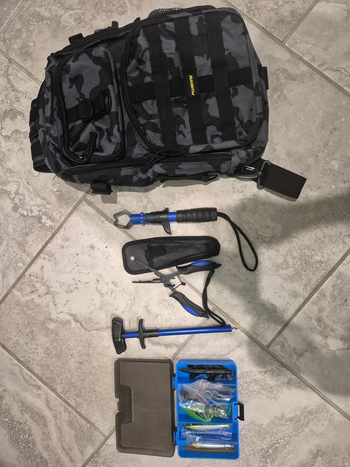 PLUSINNO Fishing Backpack with Tackle Boxes, Waterproof Fishing Sling Tackle Bag For Fishing Gear With Rod Holder, Fishing Gifts for Men With Fishing lures, Fishing pliers. customer photo 2