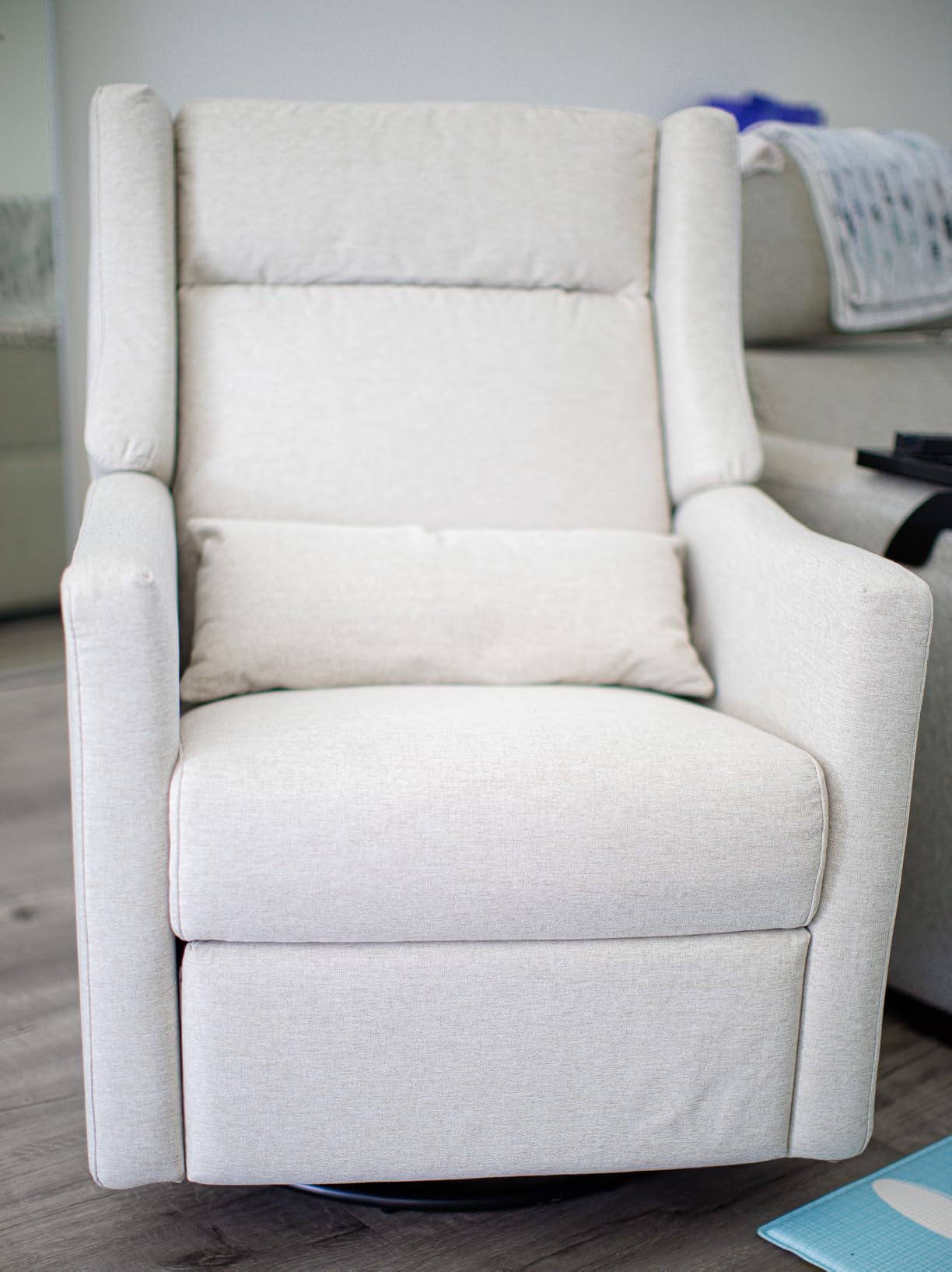 Kiwi Plus Electric Recliner Glider in Almond Teddy Loop | Babyletto GREENGUARD Gold & CertiPUR-US Certified - Power Recliner Rocking Nursery Chair w/ USB Ports - 270° Swivel customer photo 2