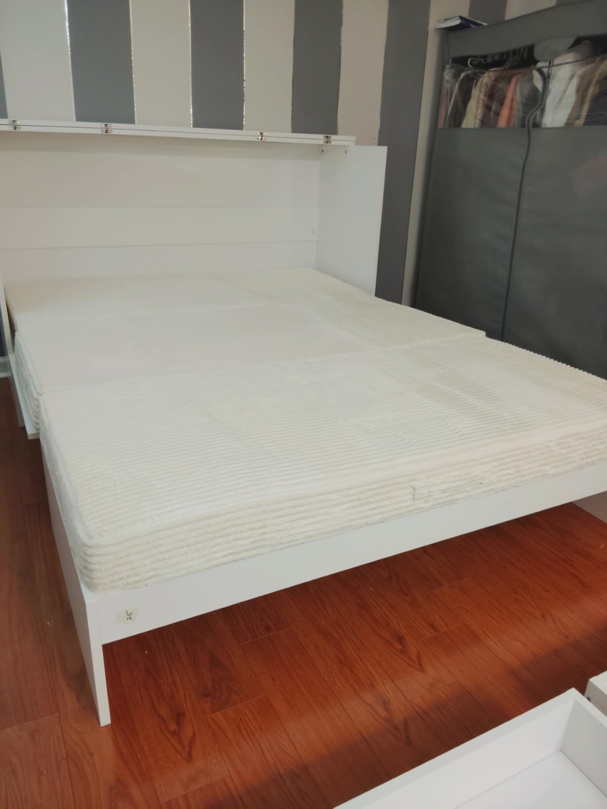 LIVAUVEAD Twin Murphy Bed with Charging Station & Drawer, White | Built-in Charging Station, Foldable Bed Design, Fits Twin Size Mattresses customer photo 2