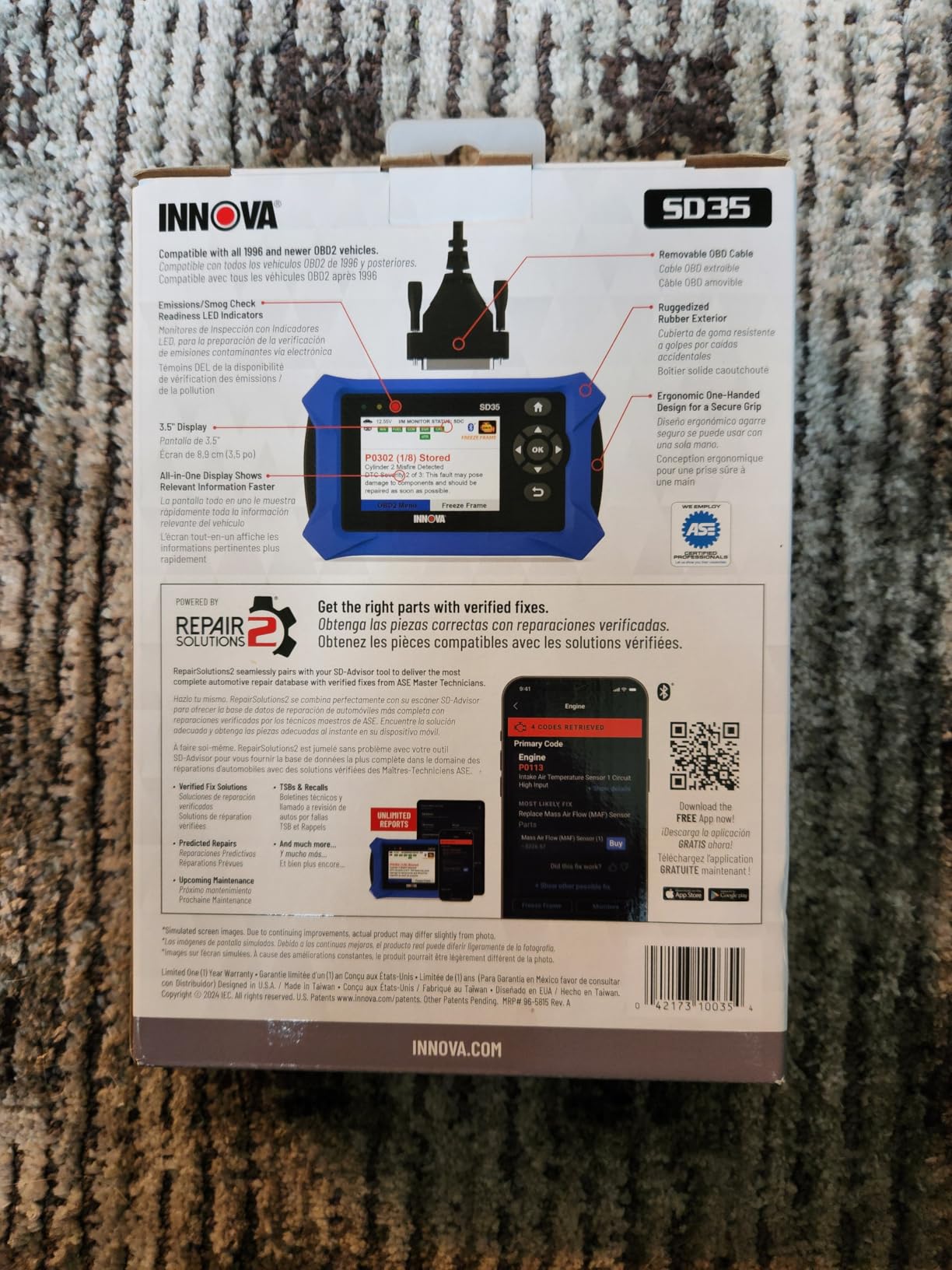 Innova SD35 OBD2 Scanner - ABS, SRS, TPMS & Check Engine Code Reader, Live Data, All System Diagnostics, Compatible with Most Vehicles customer photo 2