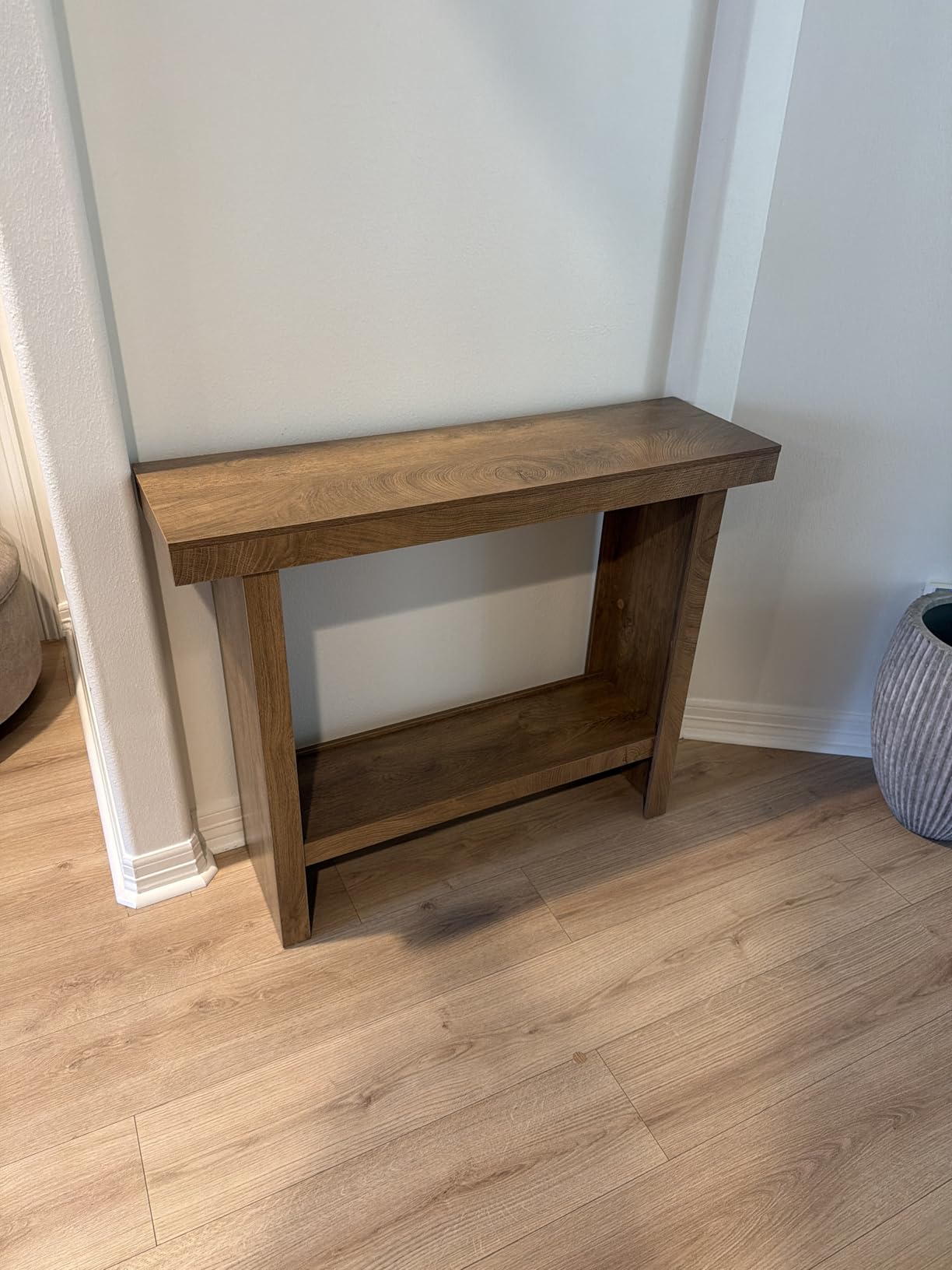 LIFECHOVY Farmhouse Wood Entryway Table Narrow Console Tables with Storage | Behind The Couch Sofa, Entrance Side Table with Shelves for Hallway, Living Room, Foyer, Brown customer photo 1