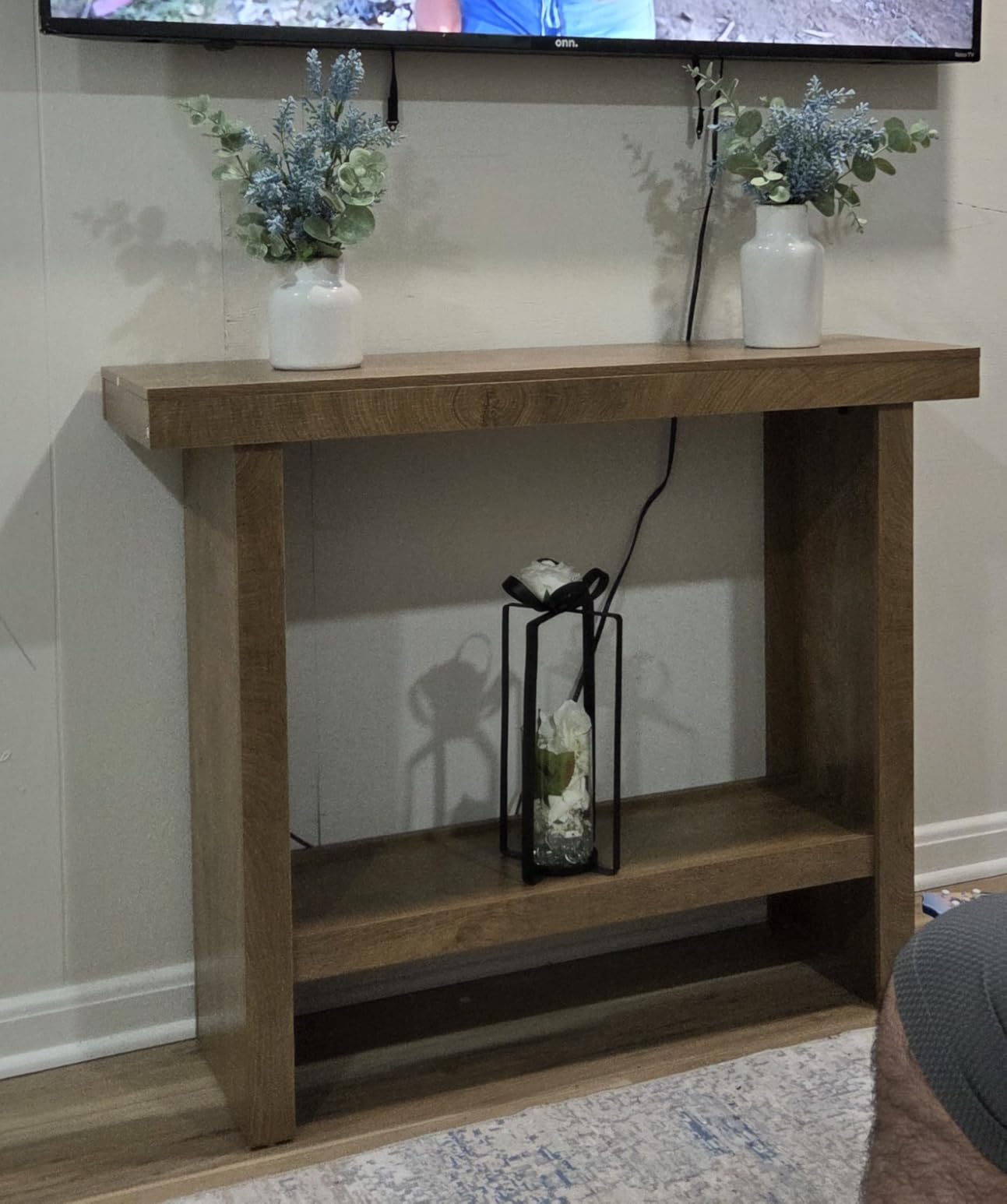 LIFECHOVY Farmhouse Wood Entryway Table Narrow Console Tables with Storage | Behind The Couch Sofa, Entrance Side Table with Shelves for Hallway, Living Room, Foyer, Brown customer photo 2
