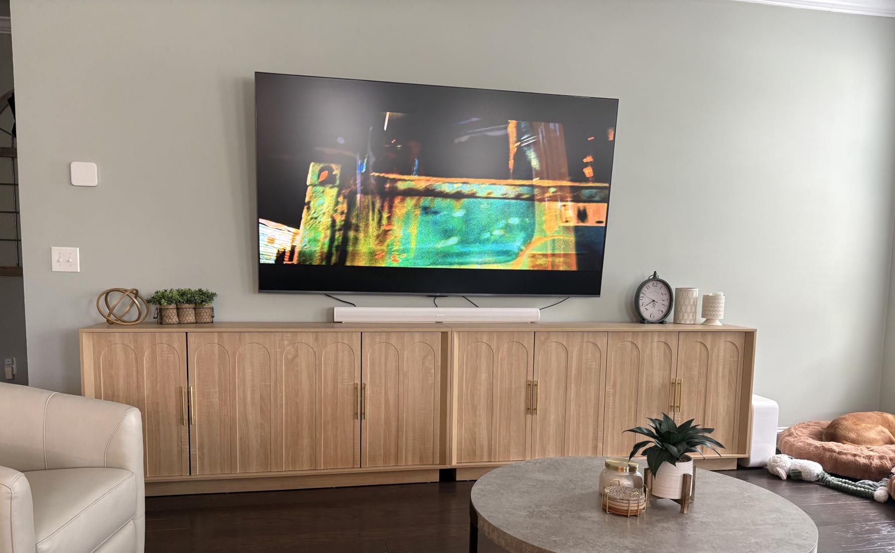 FORTUNETEC Sideboard Buffet Cabinet with Storage, Mid Century Modern Accent Cabinet with Arched Doors, Modular Media Console, 67