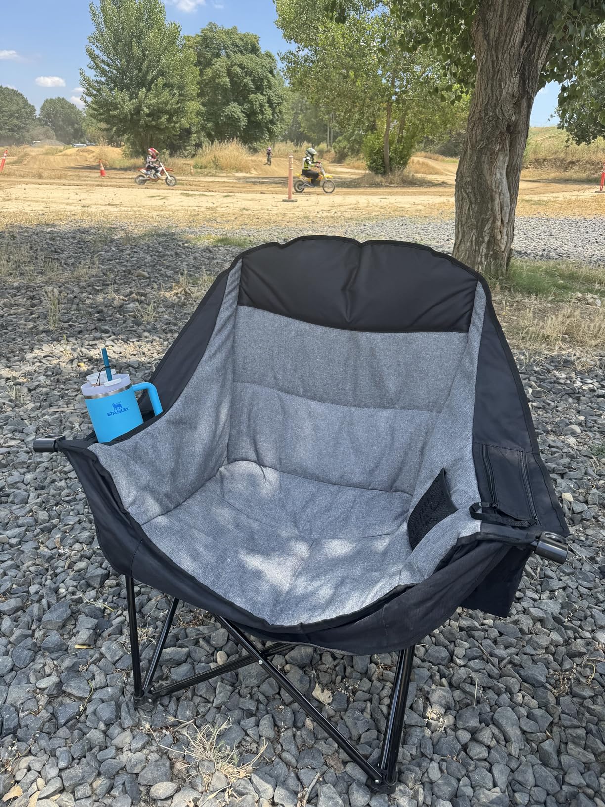 Oversized Camping Chairs for Adults - Heavy Duty Padded Outdoor Folding Lawn XL Camp Chair with Cup Holder Cooler Pockets for Outside Sports Beach Fishing Garden Portable Supports 500lbs, Black customer photo 2