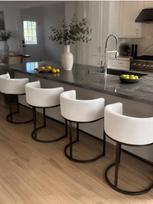 Counter Height Bar Stools Set of 2, 24 Inch Seat Height Barstools for Dining Room, Fabric Upholstered Bar Chair for Kitchen Island, Linen Counter Stools with Metal Legs, Beige customer photo 1