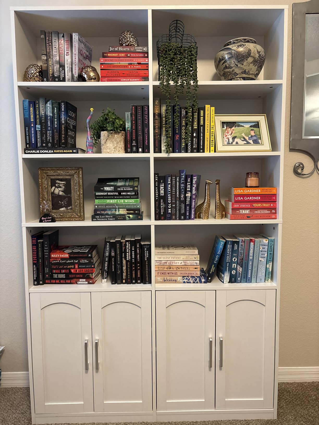 FACBOTALL Bookshelf and Bookcase with Doors, 6 Tier Double Wide Large Bookshelves, Open Display Shelves, 73'' Tall Bookshelf with Storage Cabinets for Home Office, Living Room, Library, Blue customer photo 2
