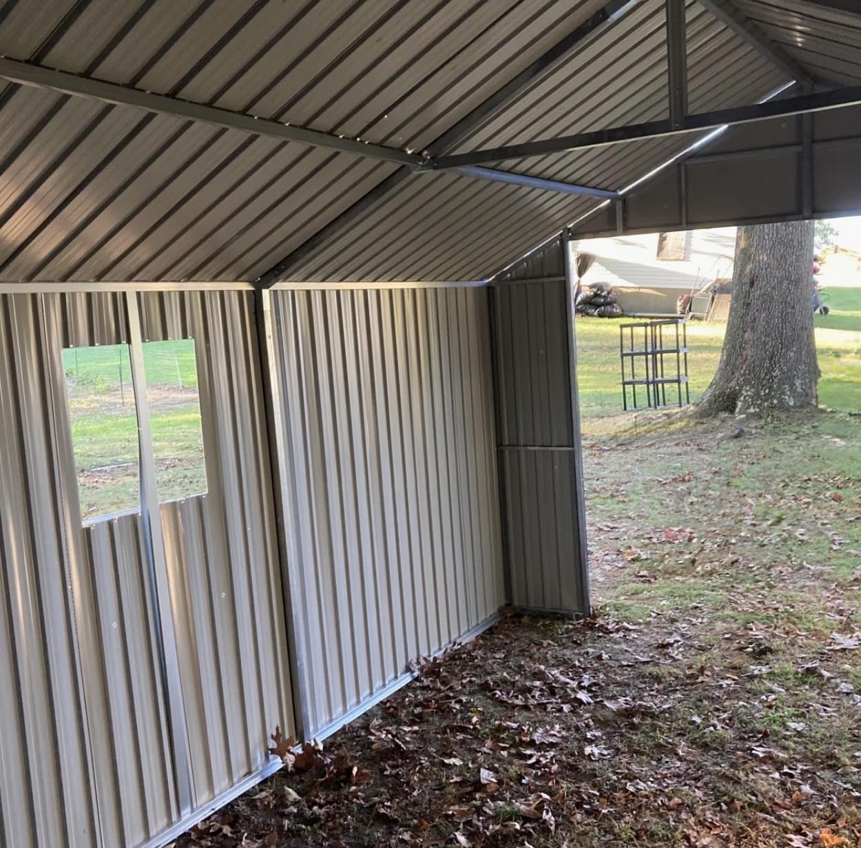 Aoxun 12x20x9.3FT Metal Storage Shed Outdoor Large Garage Shed Carport with Double Doors, Side Door & Windows, Heavy Duty Garden Tool Shed All-Weather Outdoor Building for Vehicles & Sundries (Brown) customer photo 1