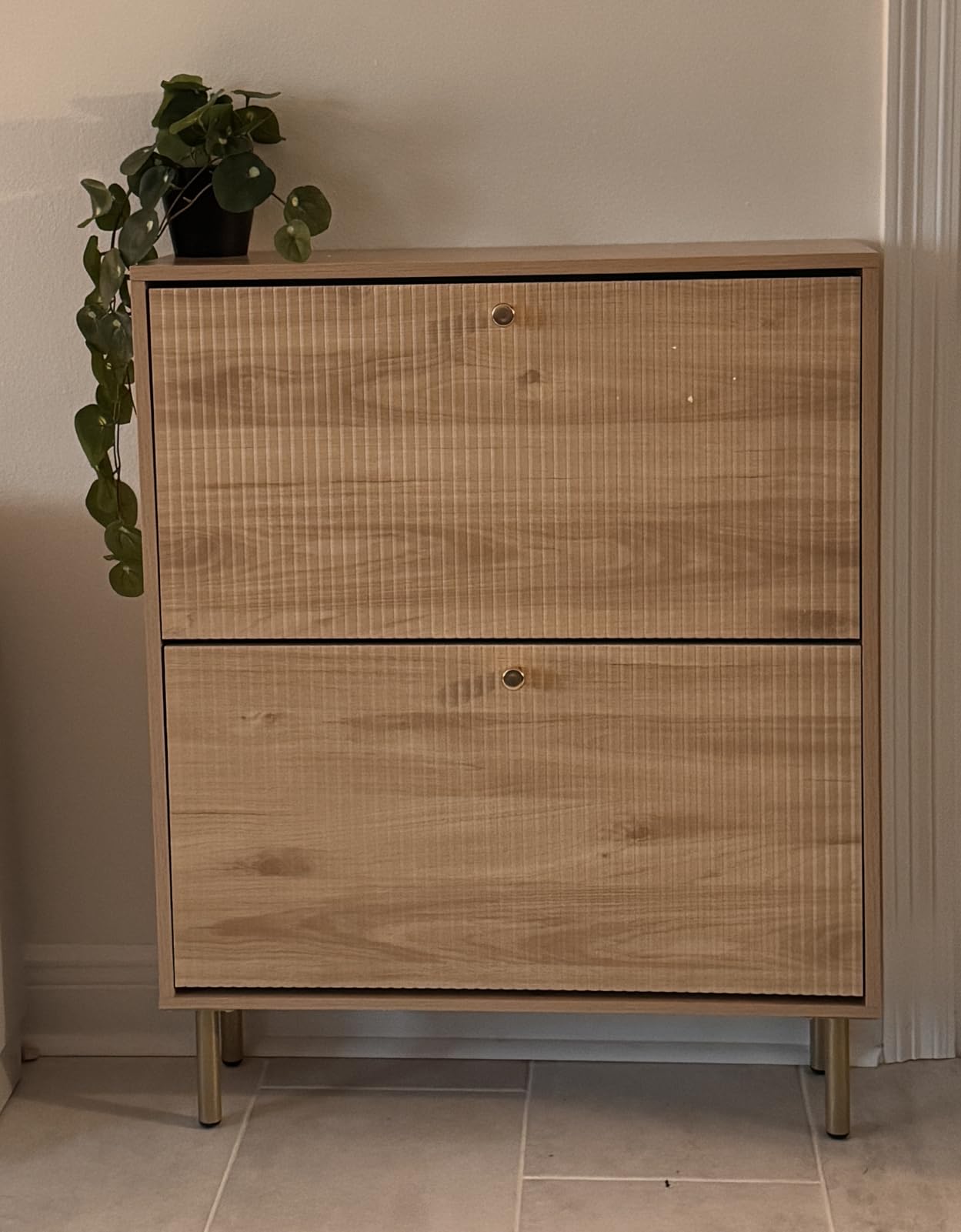 Shoe Cabinet, 3 Flip Drawers & Adjustable Shelves, Ultra Slim Freestanding (9.1