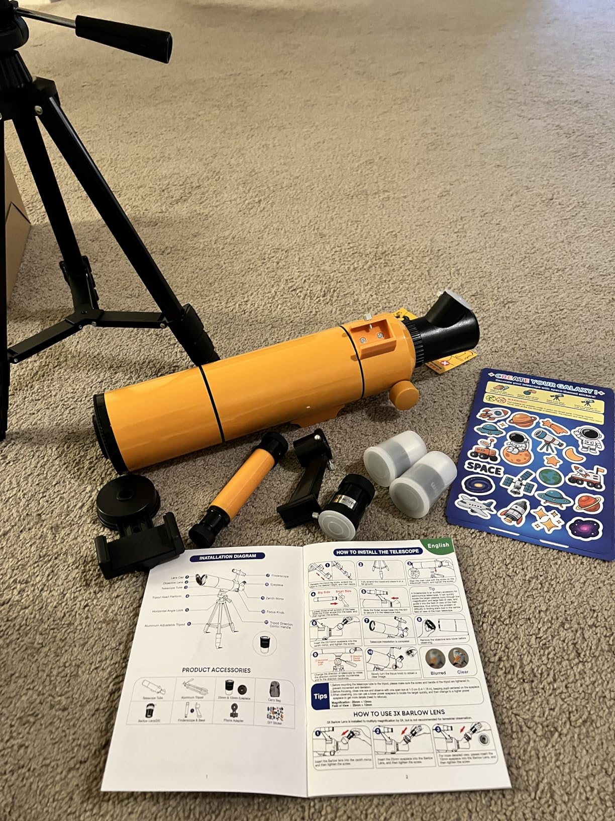 MEEZAA Telescope for Adults & Kids, 80mm Aperture 500mm Portable Refractor Telescope for Astronomy Beginners, Professional Travel Astronomical Telescopes with Tripod, Stickers, Phone Adapter, Backpack customer photo 1