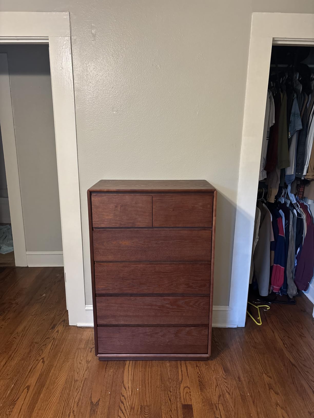 Solid Wood Dresser for Bedroom, Natural Solid Wood 6 Drawer Dresser, 45.3