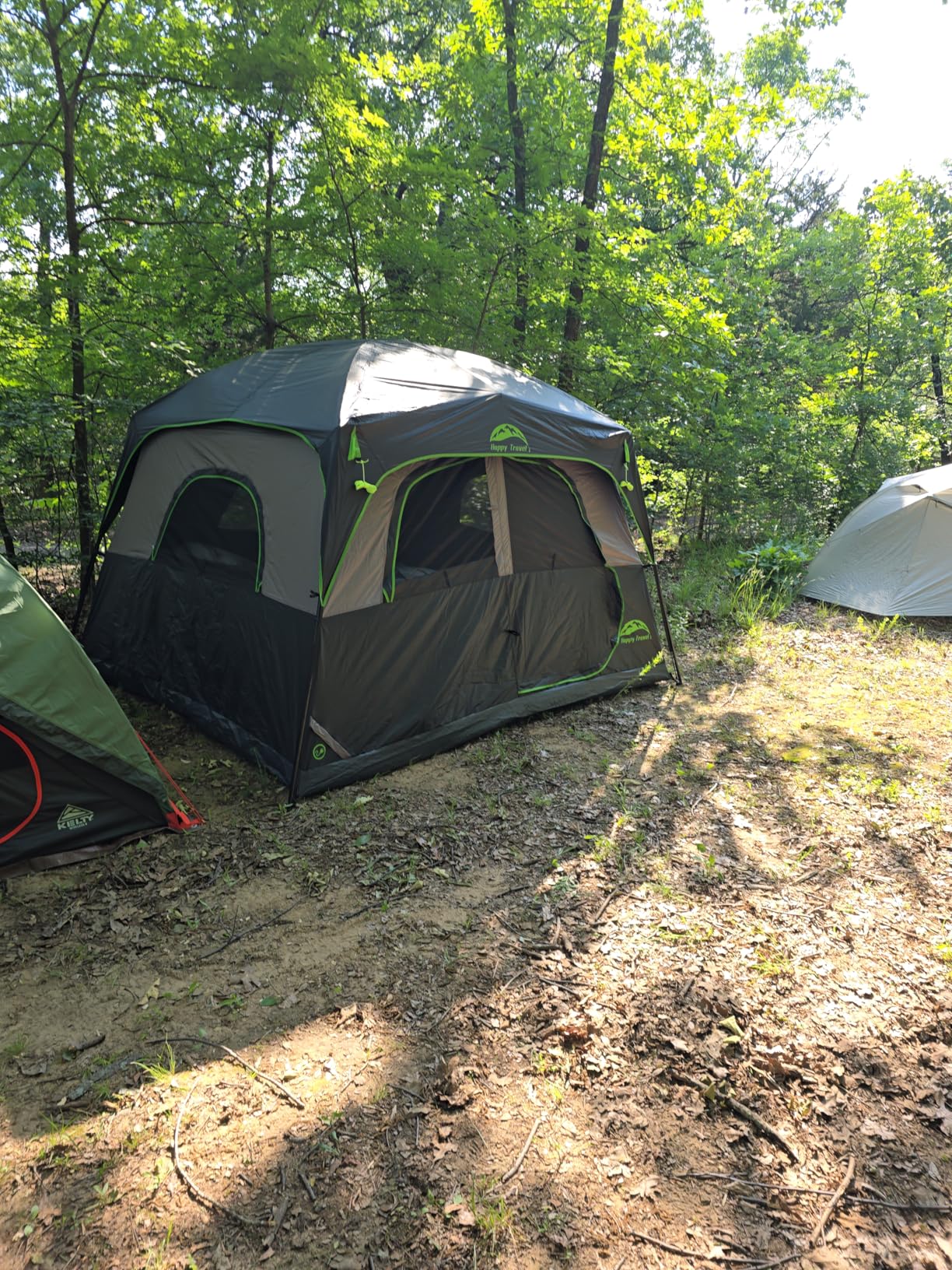 Happy Travel Tent 6 Person Blackout Camping Tent, Portable Easy Setup Cabin Tents with Dark Space Design, Light Blocking Tent with Top Rainfly for Outdoor Camping, Water-Resistant, 10'L x 9'W x 79