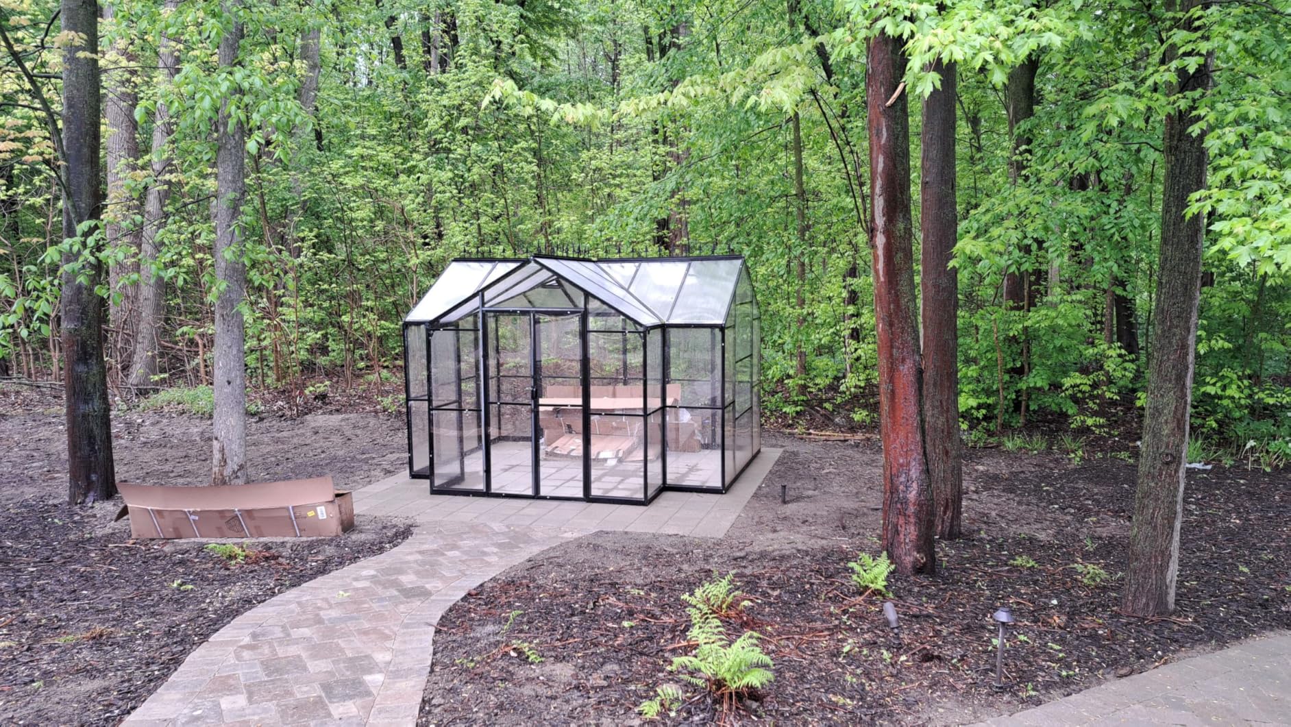 AMERLIFE 12 x 10 x 8-Ft Hybrid Polycarbonate Greenhouse | Quick-Connect Aluminum Frame, Dual Roof Vents, Double Doors, Gutters, Walk-In Design, Black customer photo 2