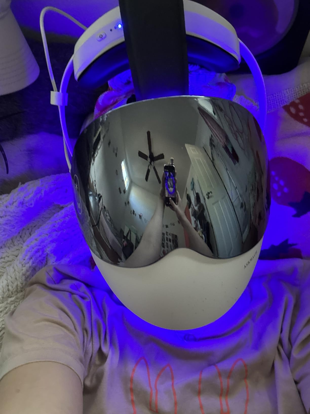 FDA-Cleared Wireless LED Face Mask, 396 Gold-Wire LEDs, 7 Light Modes, Sapphire Blue customer photo 2