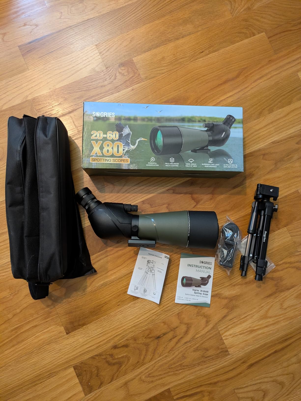 Sogries 20-60x80 Spotting Scope with Dual Focusing for Bird Watching, HD BAK4 Prism FBMC Lens Waterproof Fogproof Spotter Scope for Hiking Camping, Upgraded Phone Adapter & Tripod for Outdoor Gear customer photo 2