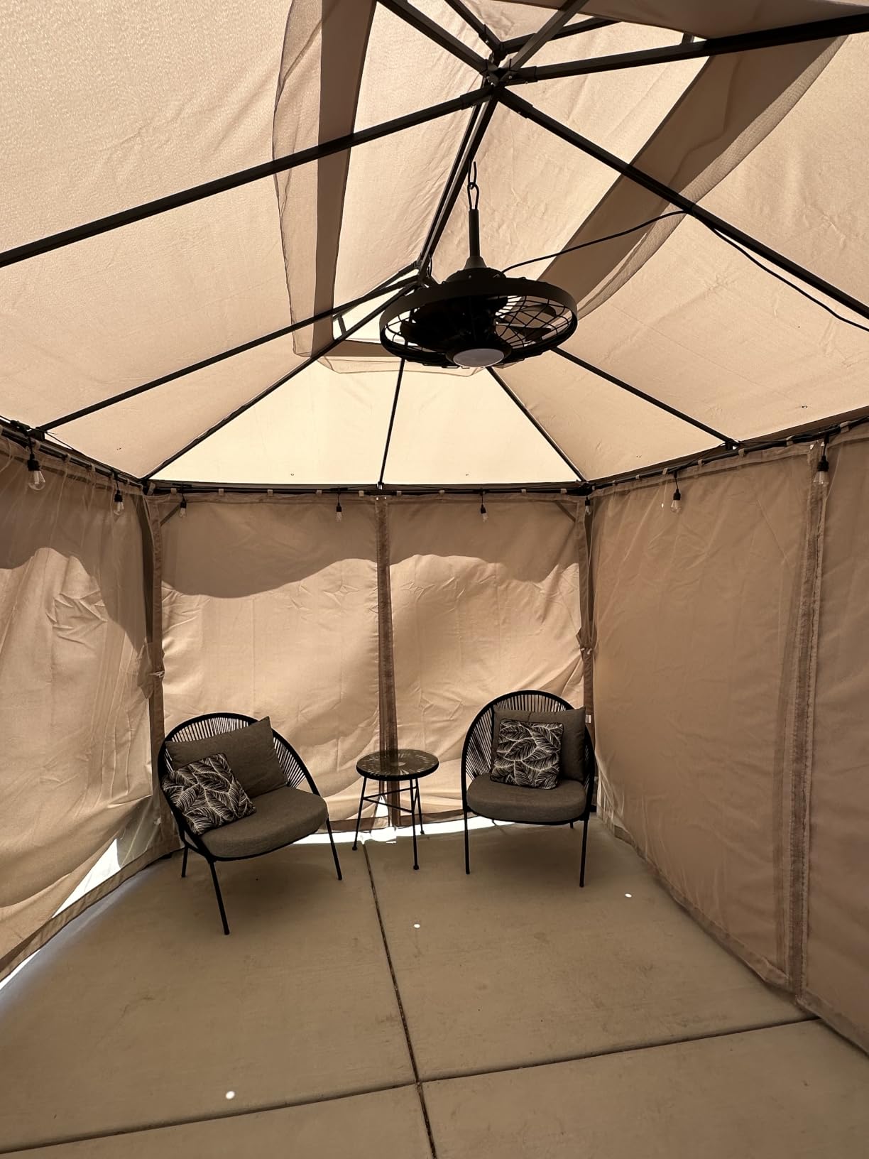 Patio Gazebo 8'x8', Outdoor Heavy Duty Party Tent Shelter with Double Roofs, Mosquito Nettings and Privacy Screens for Backyard, Garden, Lawn, Khaki customer photo 1