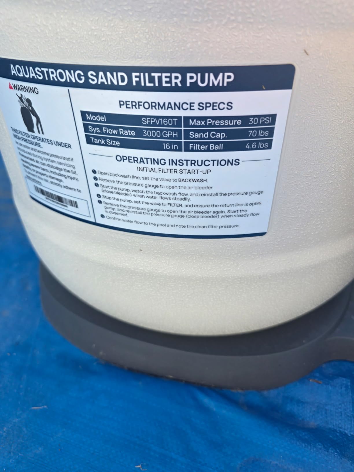 AQUASTRONG 16in Sand Filter Pump for Above Ground Pool with Timer, 3/4 HP Pool Pumps Above Ground 3800 GPH for Pools up to 16000 GAL, Pool Filter with 6-Way Valve, Improved Circulation and Filtration customer photo 1