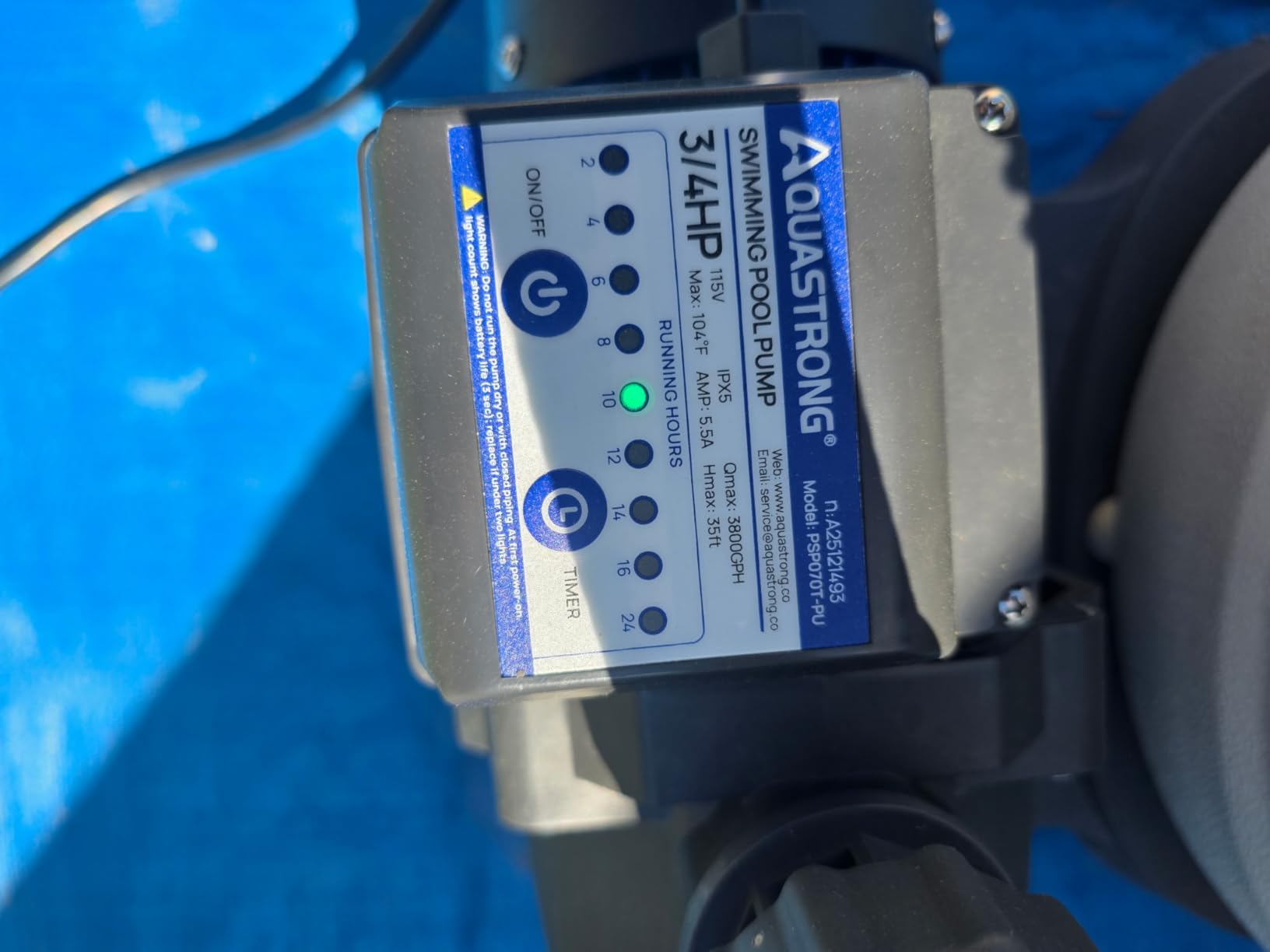 AQUASTRONG 16in Sand Filter Pump for Above Ground Pool with Timer, 3/4 HP Pool Pumps Above Ground 3800 GPH for Pools up to 16000 GAL, Pool Filter with 6-Way Valve, Improved Circulation and Filtration customer photo 2