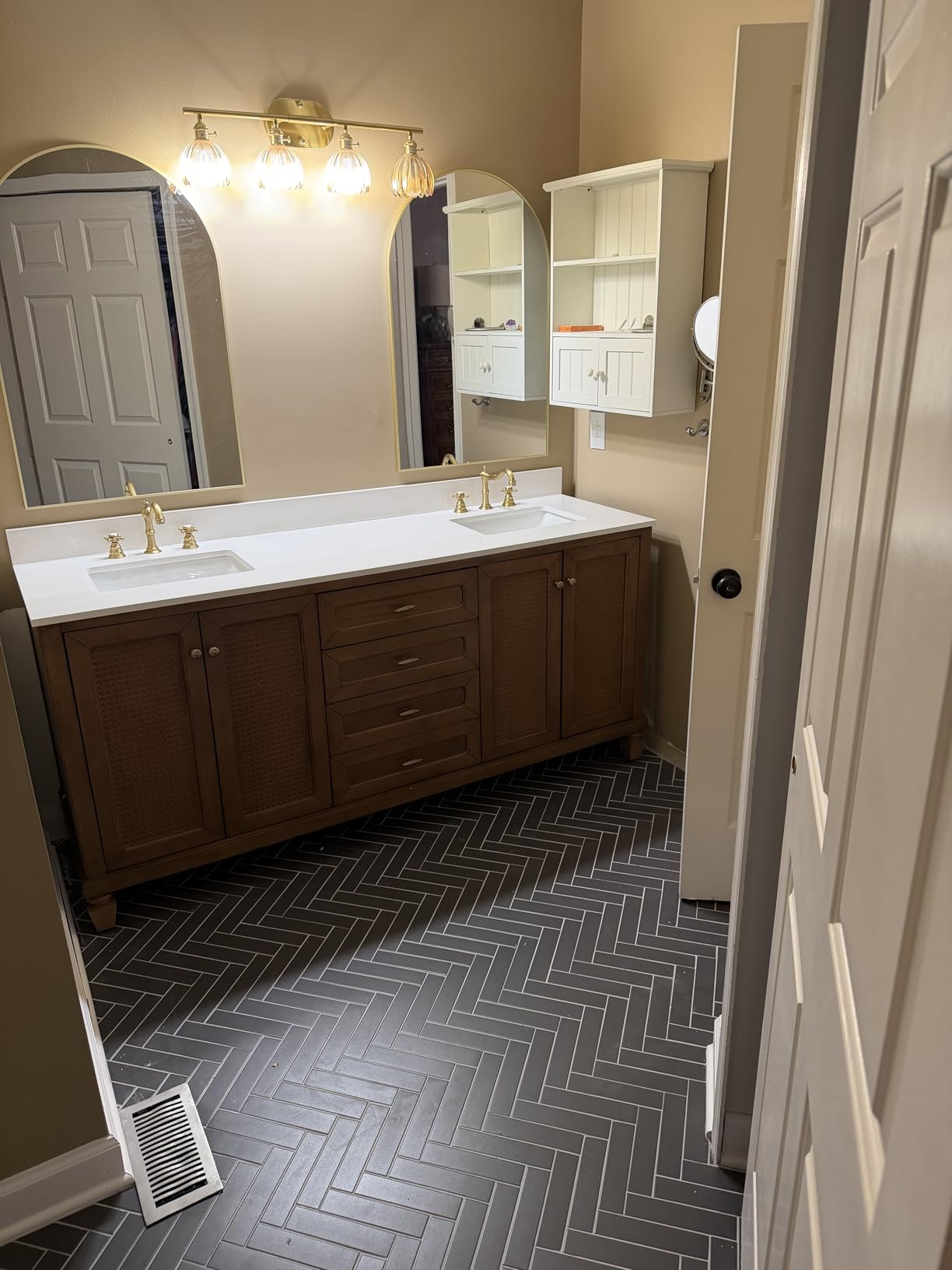 60 Inch Double Sink Bathroom Vanity, Dark Walnut | Fully Assembled Bathroom Sink Cabinet, Marble Countertop & Backsplash, Soft Closing 4 Doors & 3 Drawers, Adjustable Shelves customer photo 1
