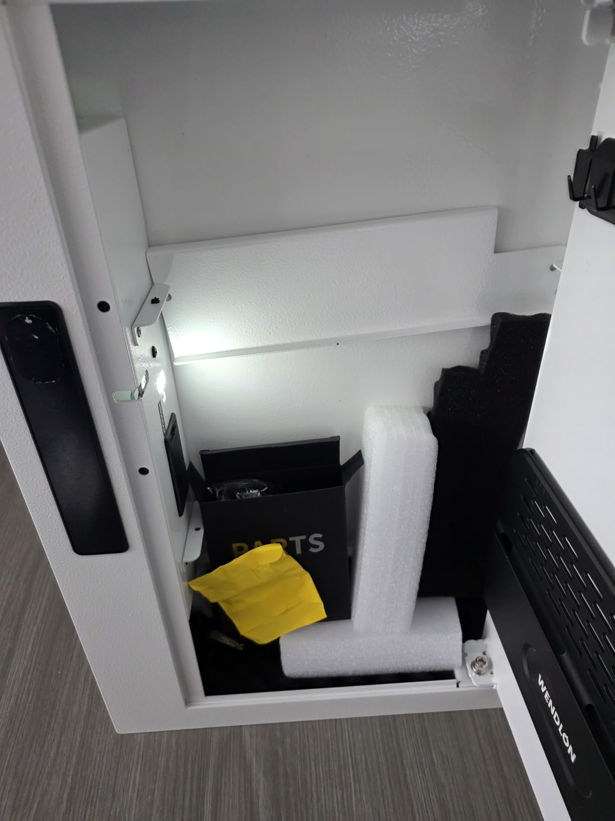 Quick Access White Wall Safe with Document Storage Box, Flat Hidden In Wall Safes Between the Studs 16