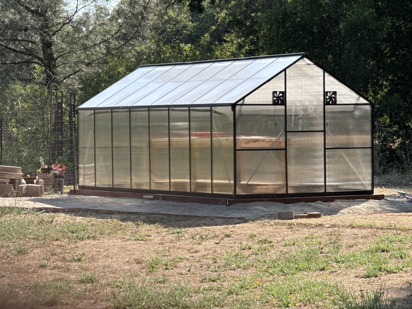 10x18 FT Aluminum Greenhouse, Durable Walk-in Polycarbonate Greenhouse Kit with Adjustable Roof Vent, Easy Assembly Outdoor Garden Greenhouse for Backyard, Black customer photo 1