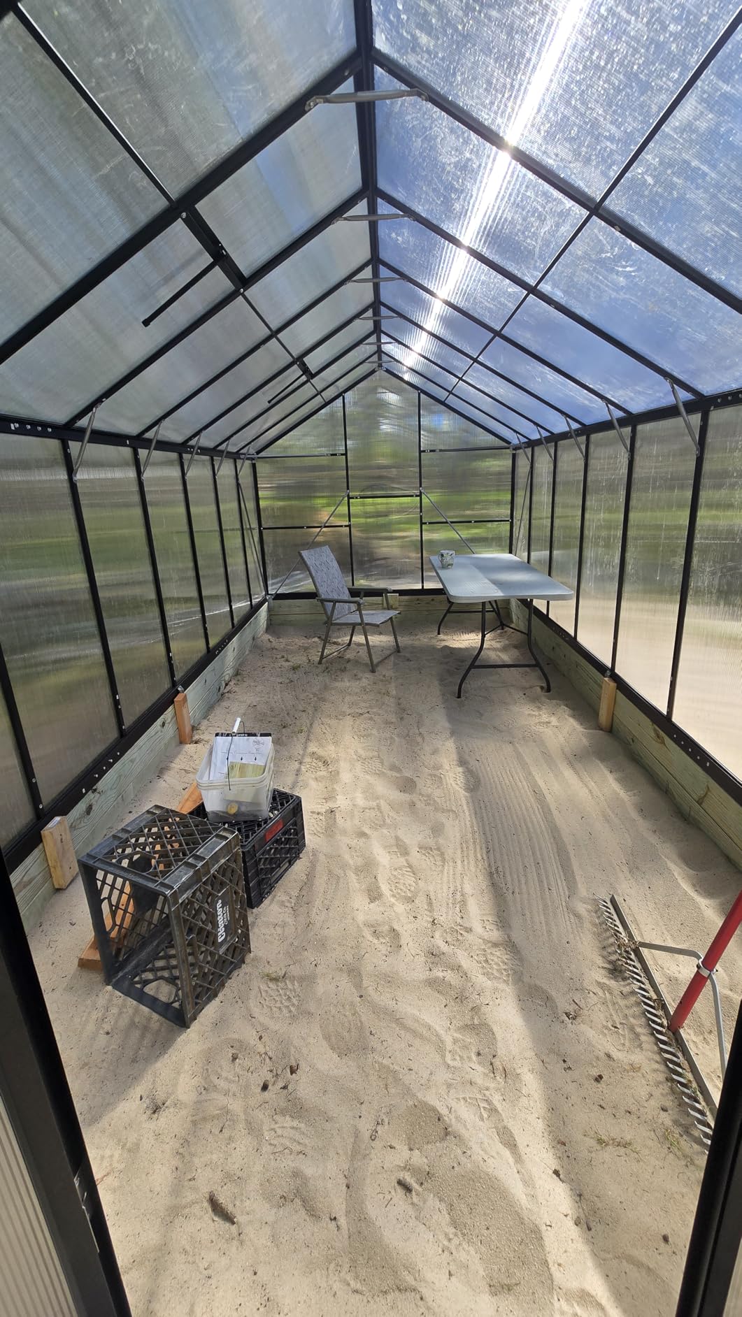 10x18 FT Aluminum Greenhouse, Durable Walk-in Polycarbonate Greenhouse Kit with Adjustable Roof Vent, Easy Assembly Outdoor Garden Greenhouse for Backyard, Black customer photo 2