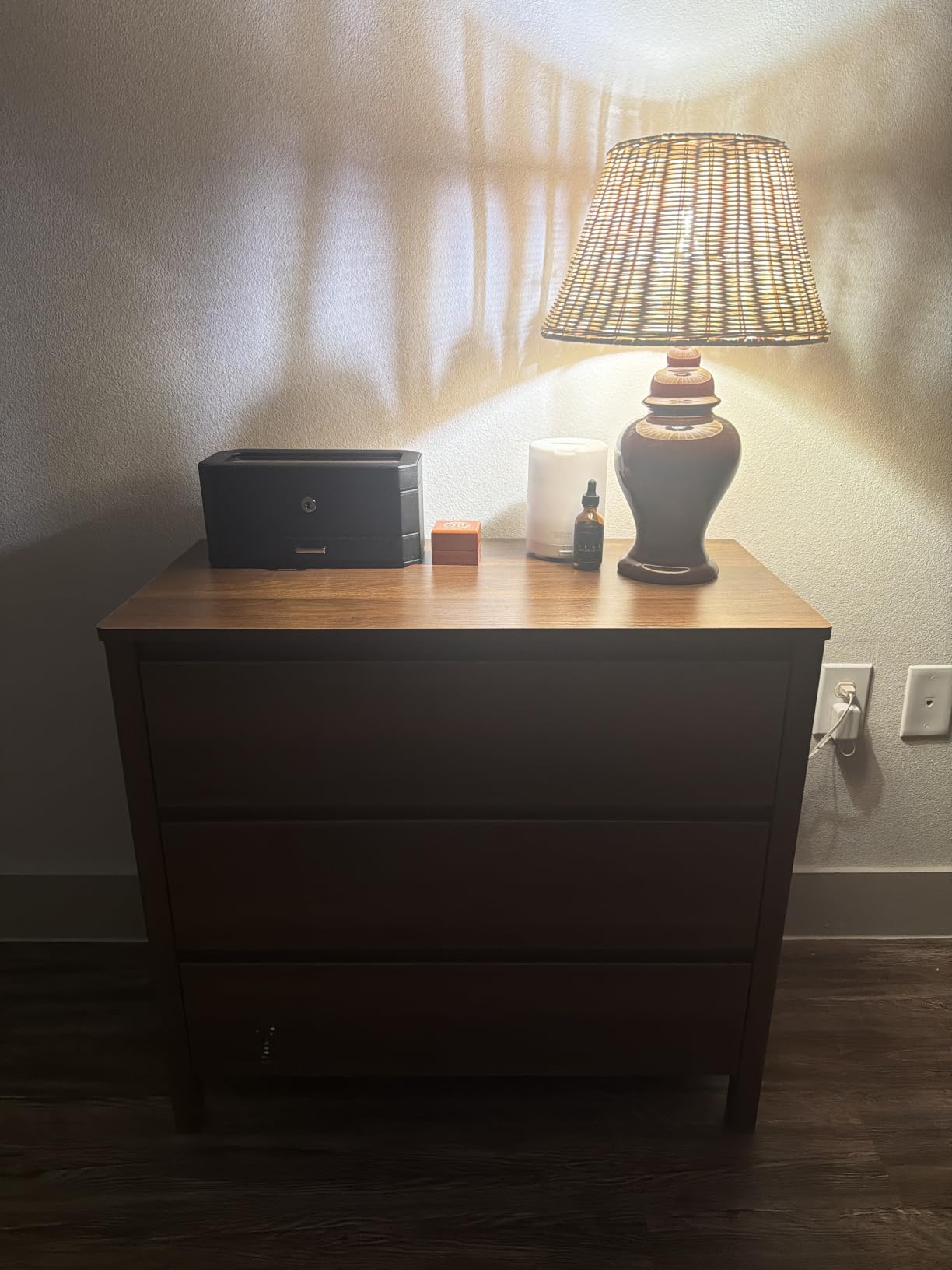 Walnut Dresser for Bedroom, 5 Drawer Dresser with Wood Legs, Mid Century Modern Chest of Drawers customer photo 1