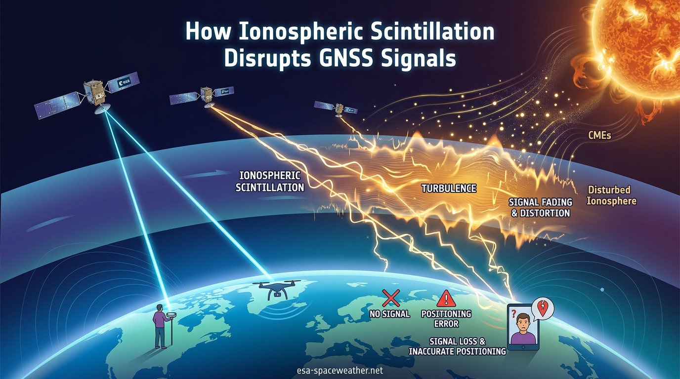 How Ionospheric Scintillation Disrupts GNSS Signals