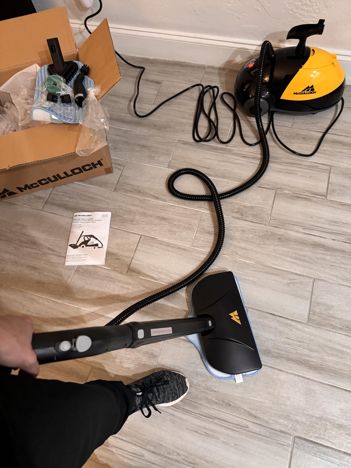 McCulloch MC1275 Heavy-Duty Steam Cleaner, 45 Min Runtime, 18 Accessories | Mop Head, Brushes, & More - Built for Home, Tile, Grout, Carpet, Furniture, & Personal Car Detailing customer photo 1