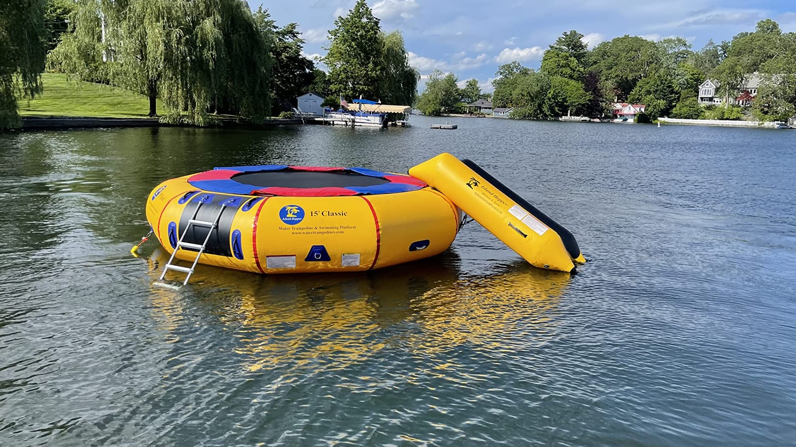 Island Hopper 15' Classic Water Trampoline Yellow for Lake – Commercial-Grade – Steel Frame and Springs for Maximum Bounce – Inflatable Trampoline Includes Ladder, Storage Bag customer photo 2
