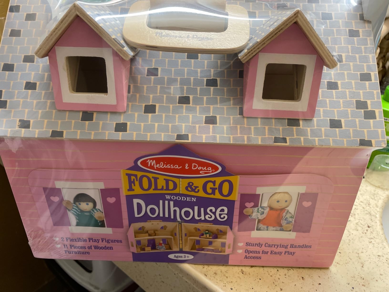 Melissa & Doug Fold & Go Wooden Dollhouse with 2 Dolls and 11 Pieces of Furniture - Portable Mini Doll House with Accessories and Toy Figures, Ages 3+ customer photo 2