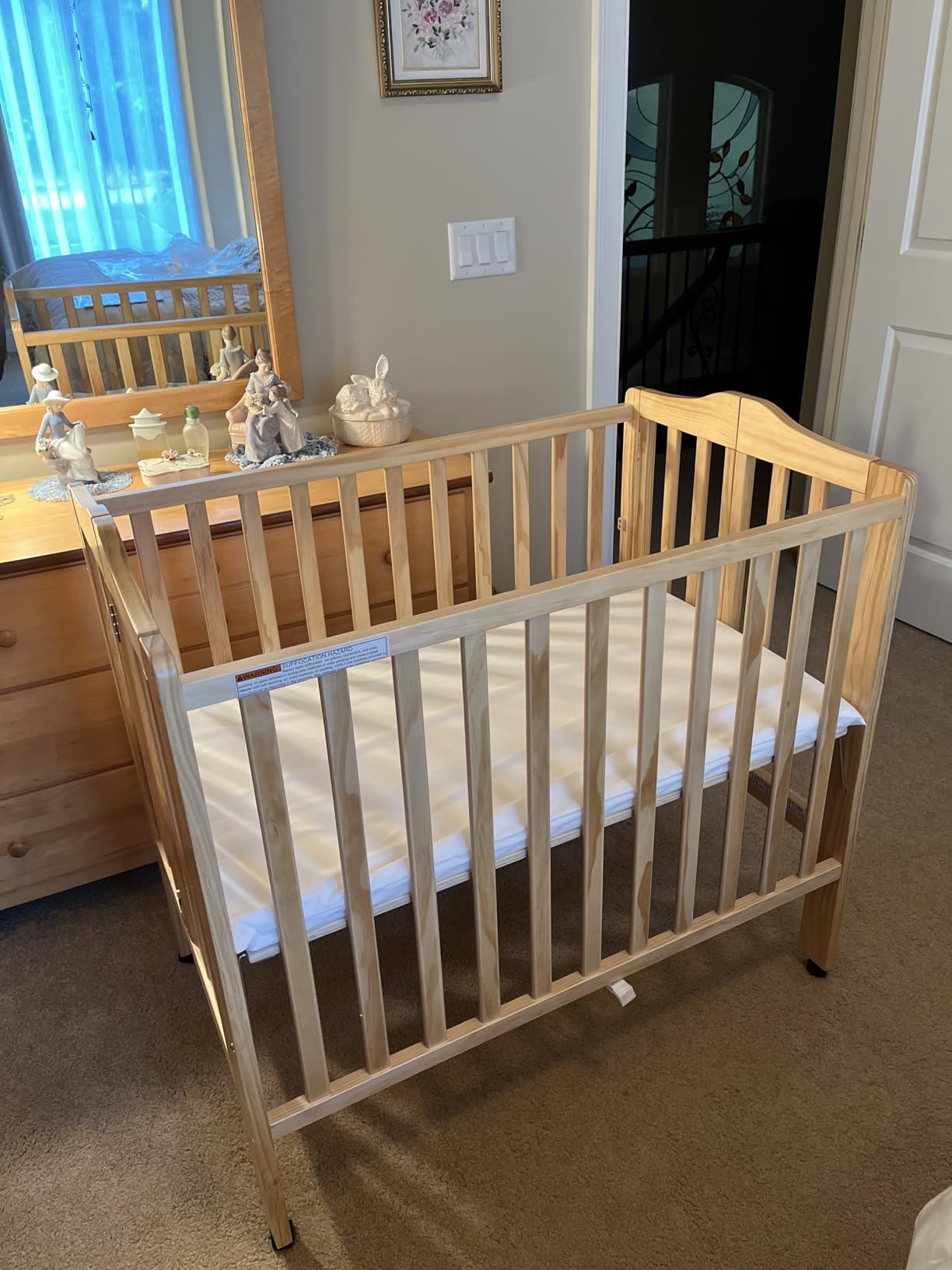 Delta Children Folding Portable Mini Baby Crib with 1.5-Inch Mattress, White customer photo 2