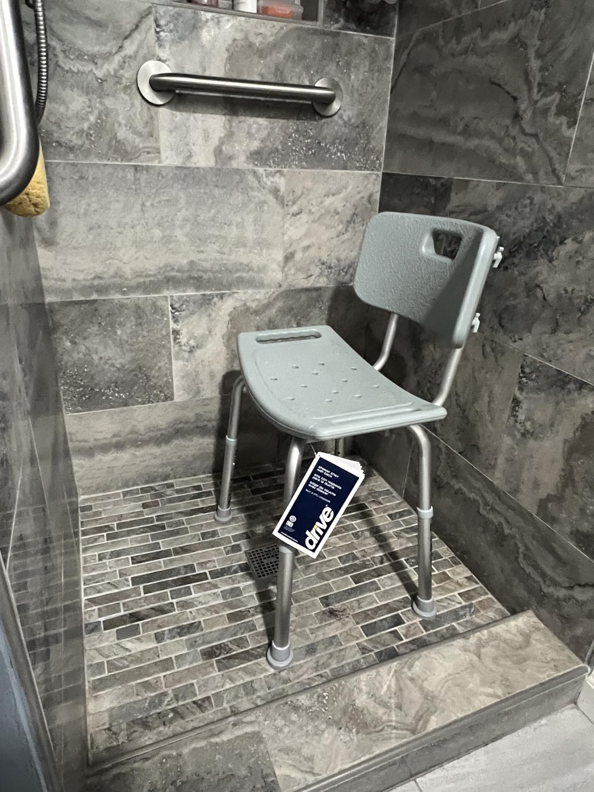 Drive Medical Shower Chair with Back and Suction Feet, Gray | Adjustable Bathroom Bench Features Contoured Seat and Suction Feet for Lightweight, Durable Bathing Support customer photo 2