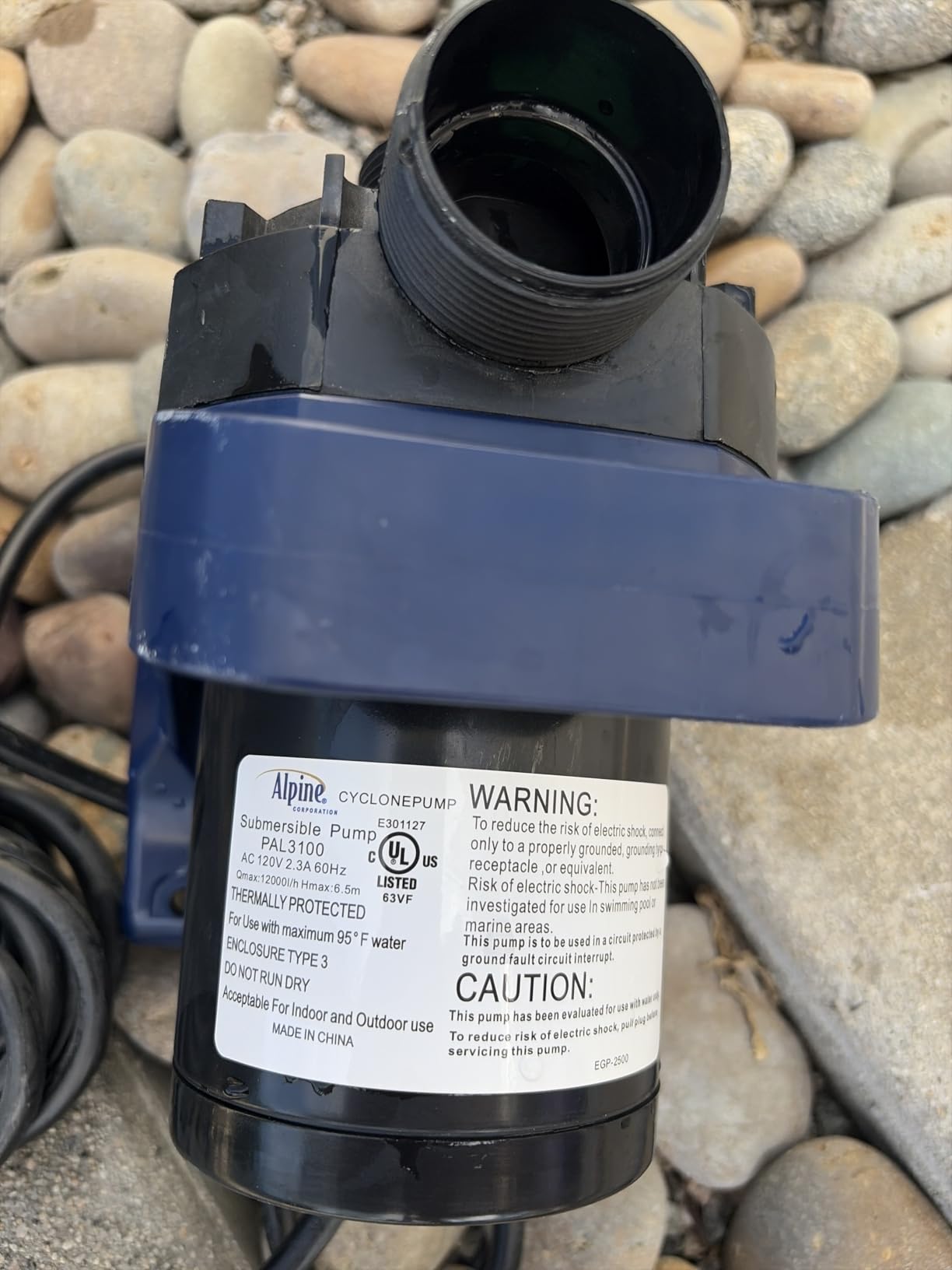 Alpine Corporation PAL3100 | 3100 GPH Submersible Water Pump with 33-ft Cord — Quiet 276W Motor, 21.5-ft Lift — Multi-Angle Flow for Ponds, Waterfalls & Fountains — Durable & Efficient customer photo 2