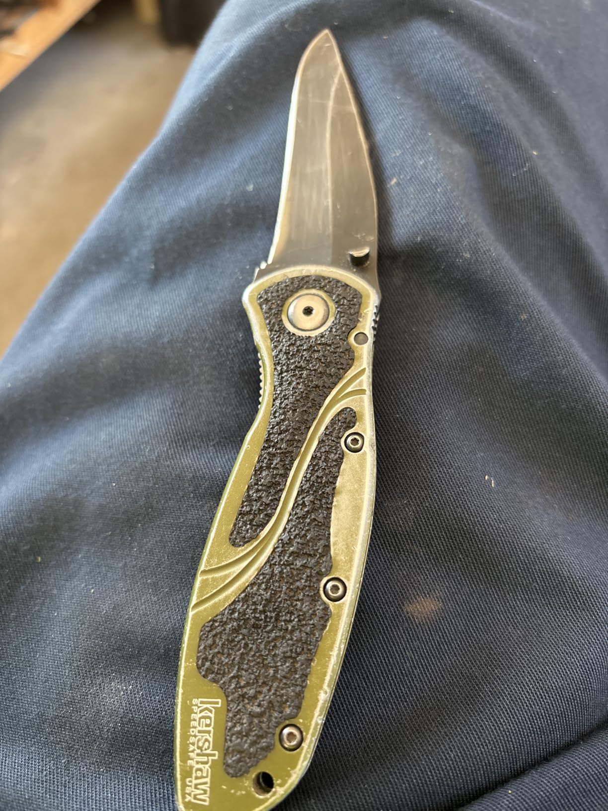 Kershaw Blur Pocket Knife, Olive and Black, 3.4 Inch Recurve Blade | EDC with Assisted Opening, USA Made customer photo 2