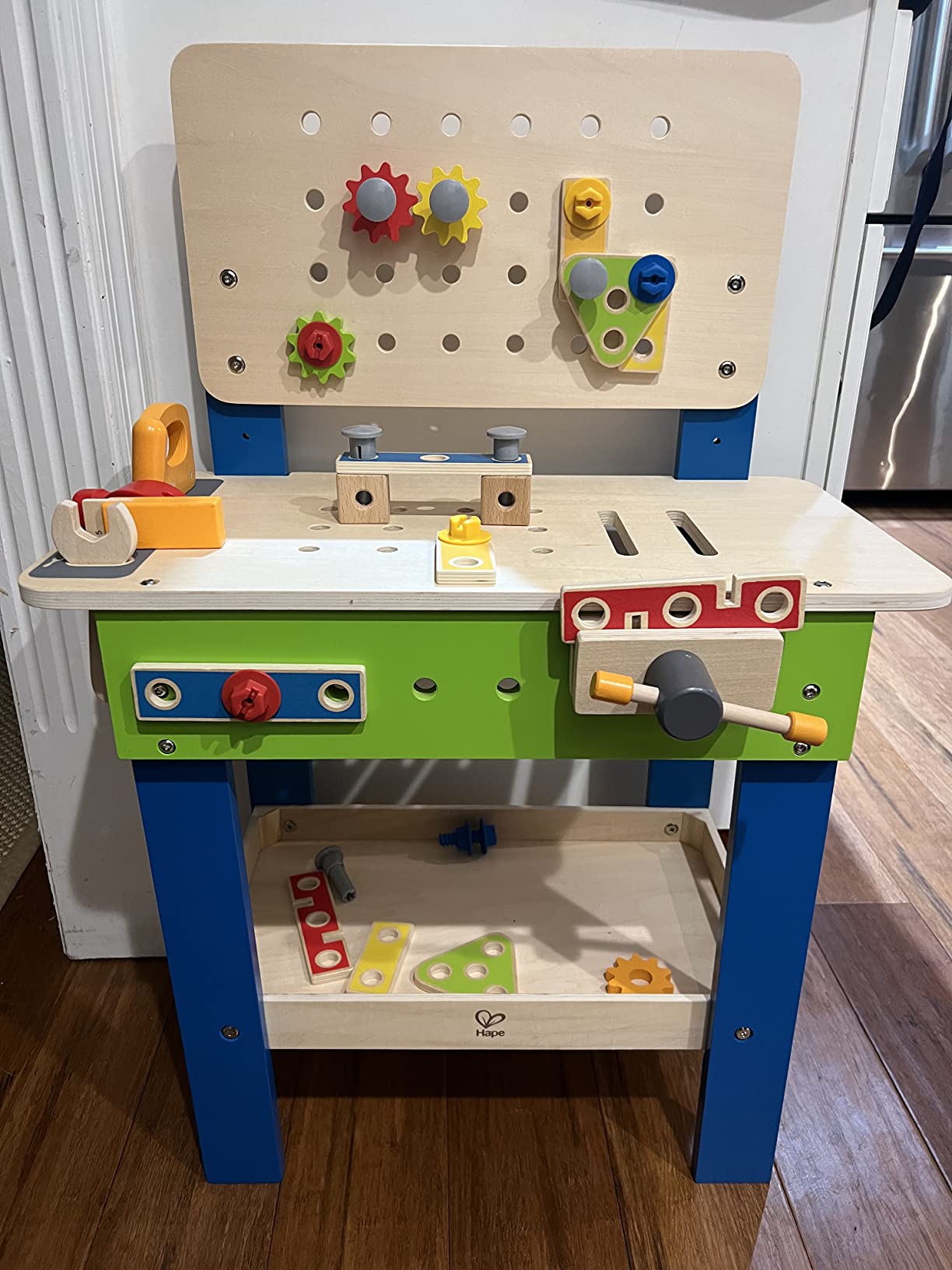 Award Winning Hape Master Workbench Kid's Wooden Toolbench Pretend Builder Set, Multicolor (E3000) customer photo 2